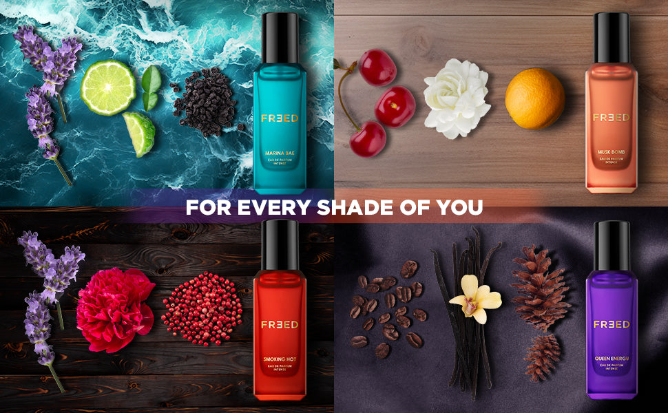 Elegant perfume bottle with the tagline 'For Every Shade of You,' symbolizing individuality and understanding.