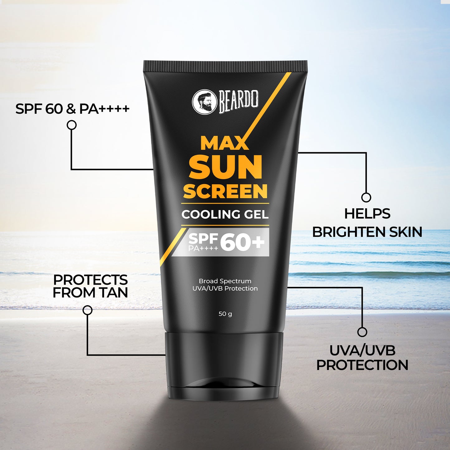 Beardo Max Sunscreen Cooling Gel SPF 60 (50g)