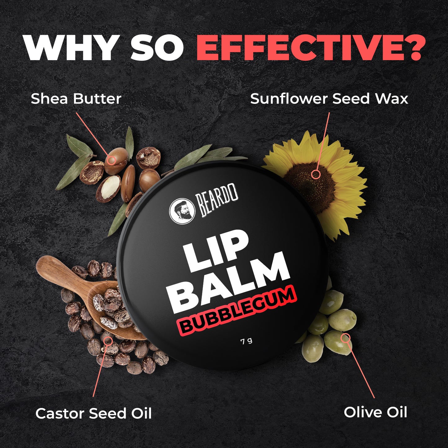 shea butter, castor seed oil, olive oil, sunflower seed wax