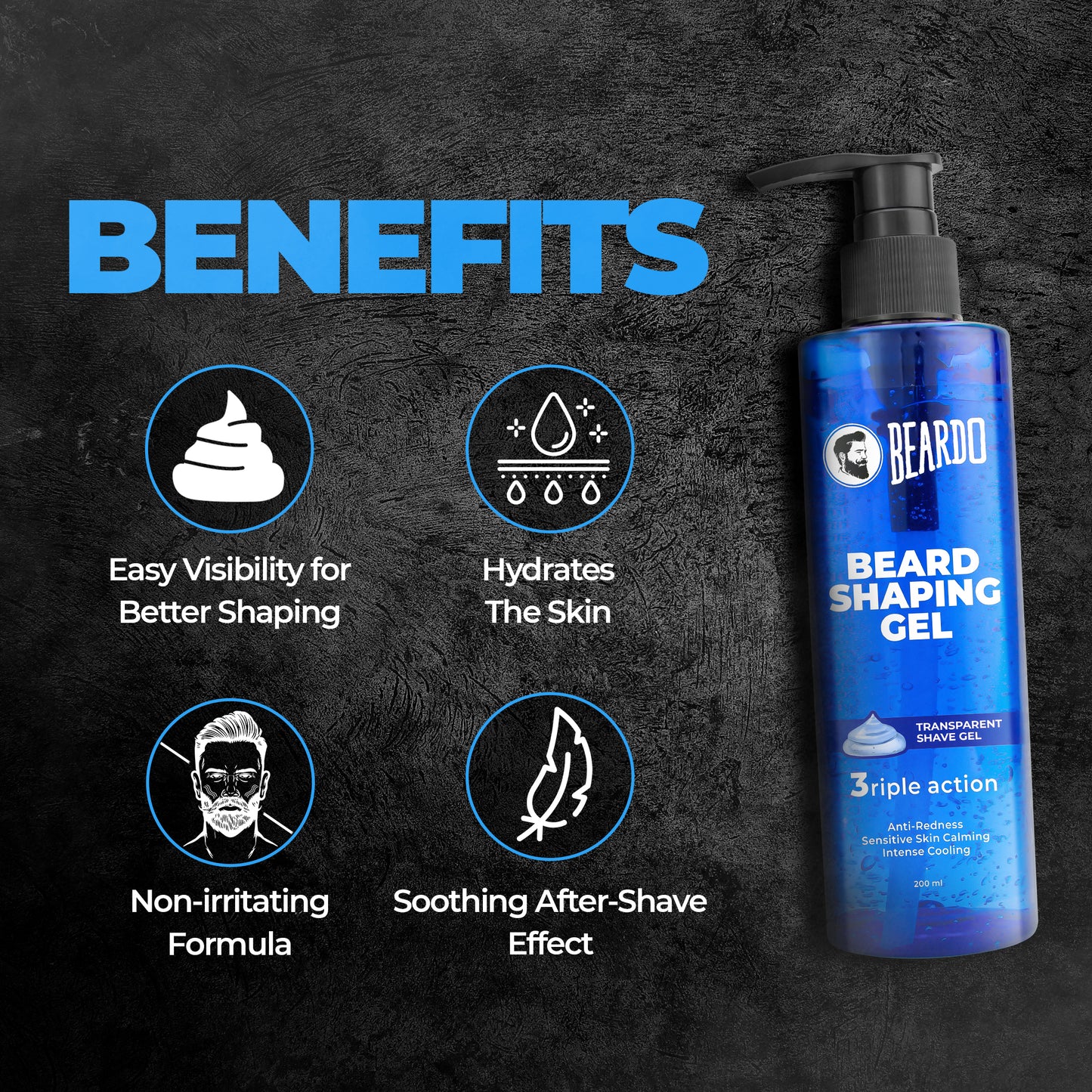 beard shaper, cooling gel, beardo beard shaping gel, Beard styling gel, gel after shave, beard holding gel