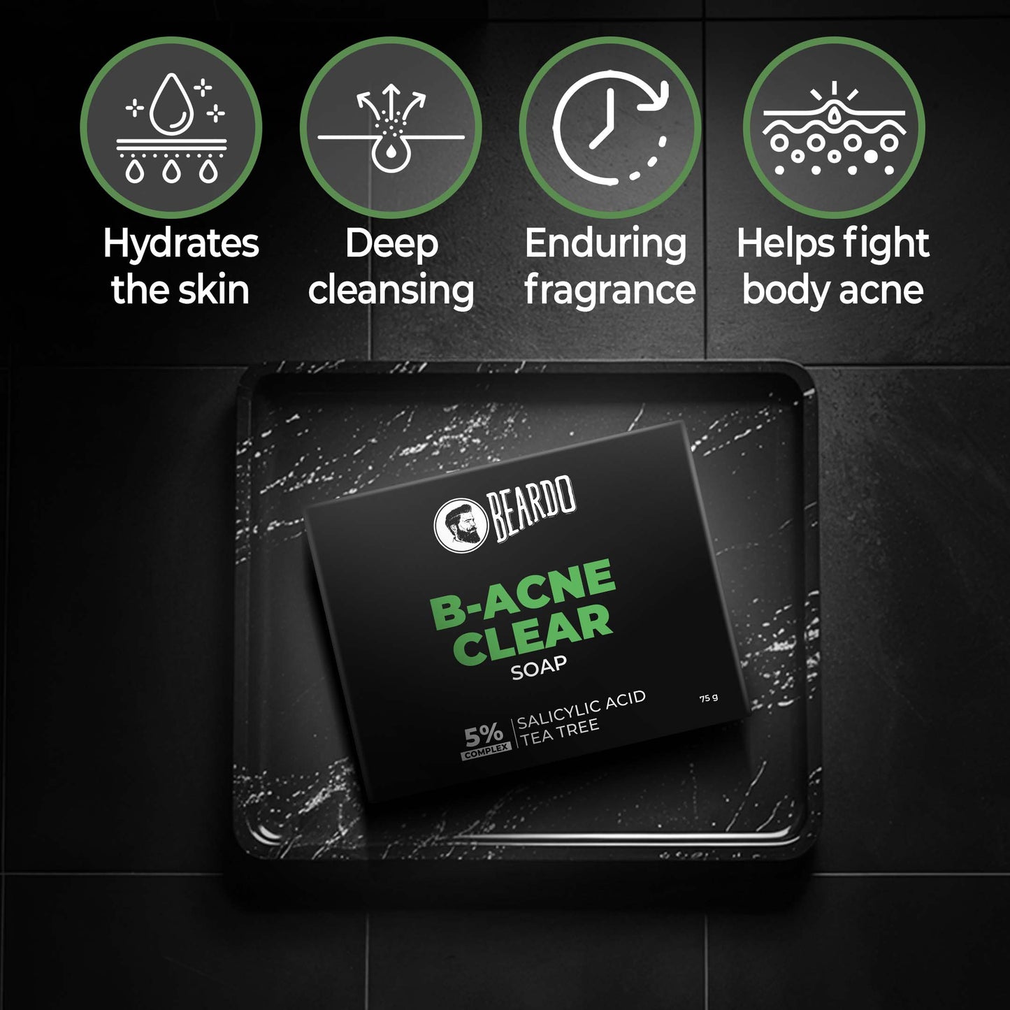 Beardo B-Acne Clear Bathing Bar(Pack of 3x75g )