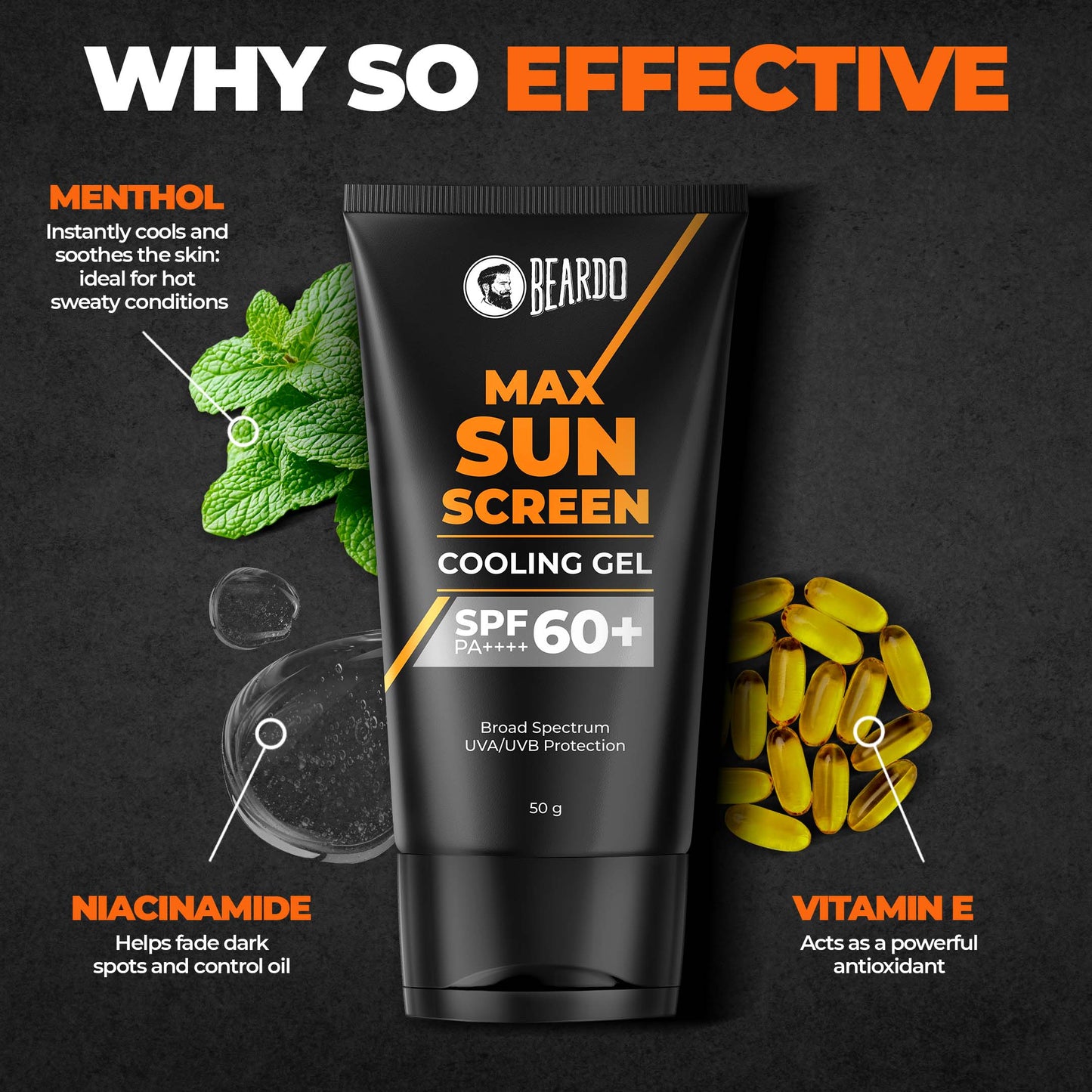 Beardo Max Sunscreen Cooling Gel SPF 60 (50g)