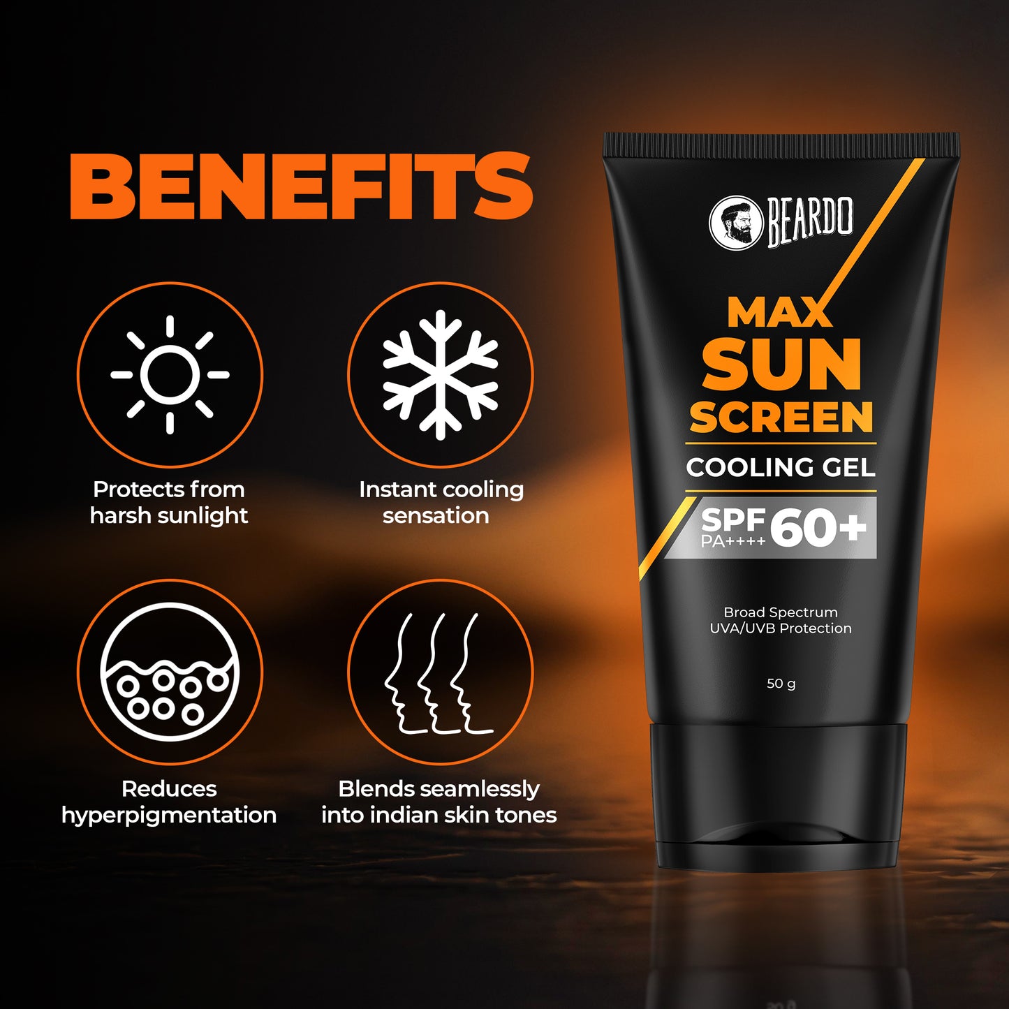 Beardo Max Sunscreen Cooling Gel SPF 60 (50g)