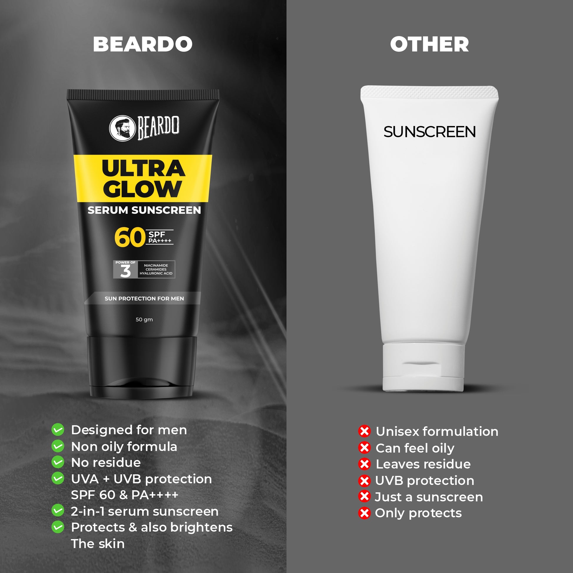 Beardo Ultra Glow Serum Sunscreen SPF 60+ PA+++
