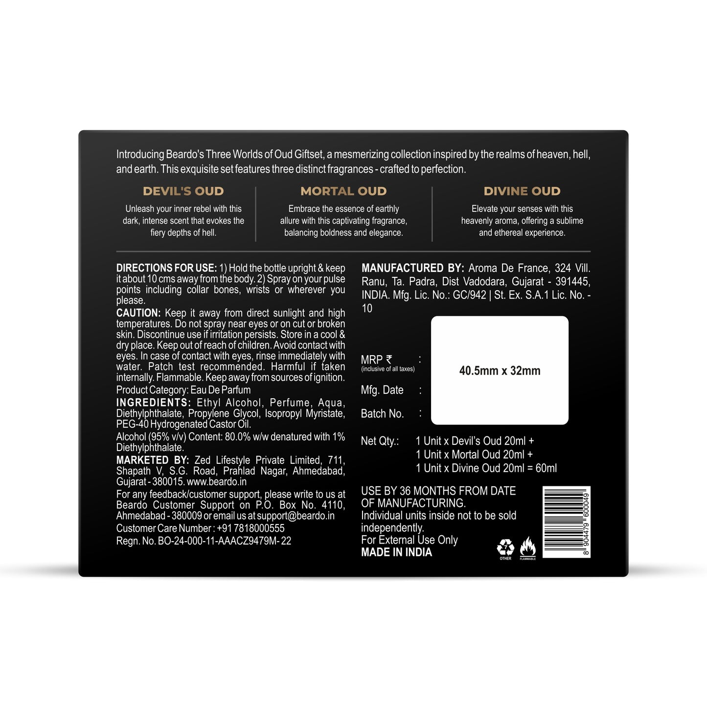 Beardo Three Worlds of Oud Luxury Perfume Giftset (20ml X 3)