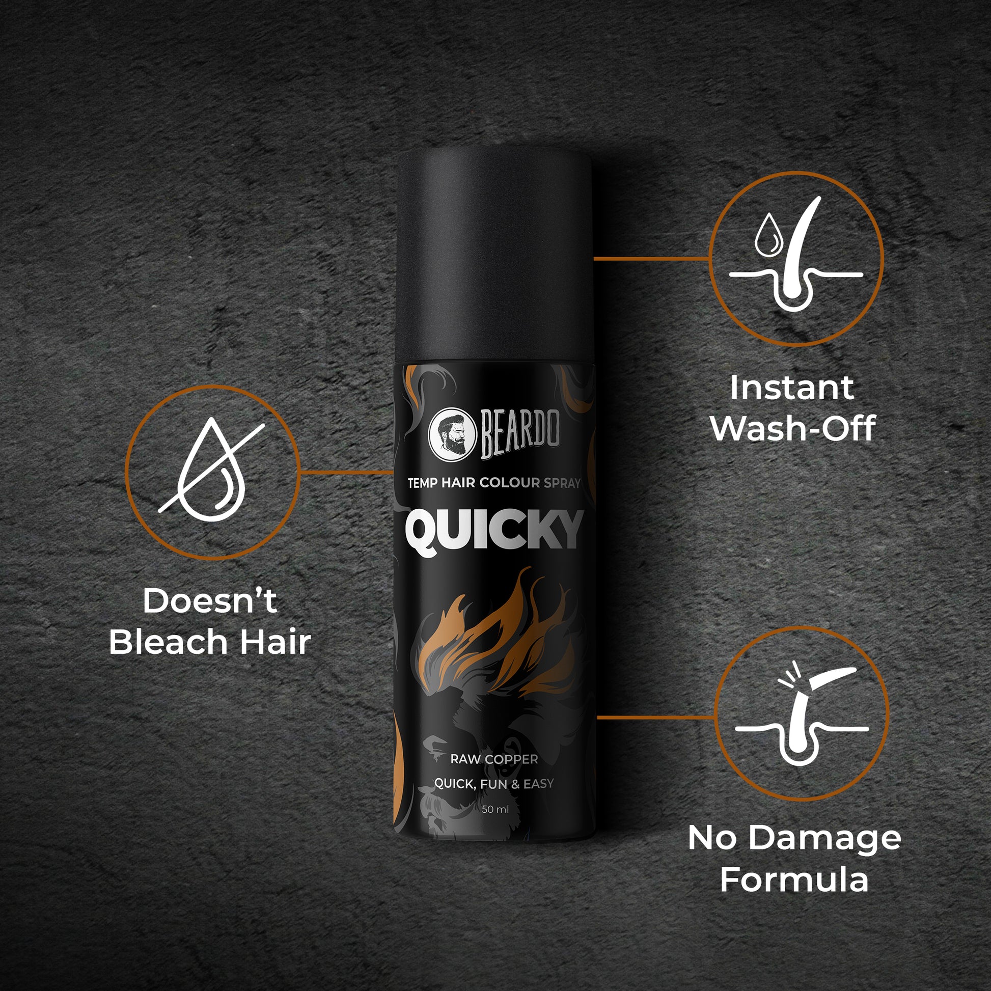 Beardo Quicky Temp Hair Color Spray Raw Copper (50ml)