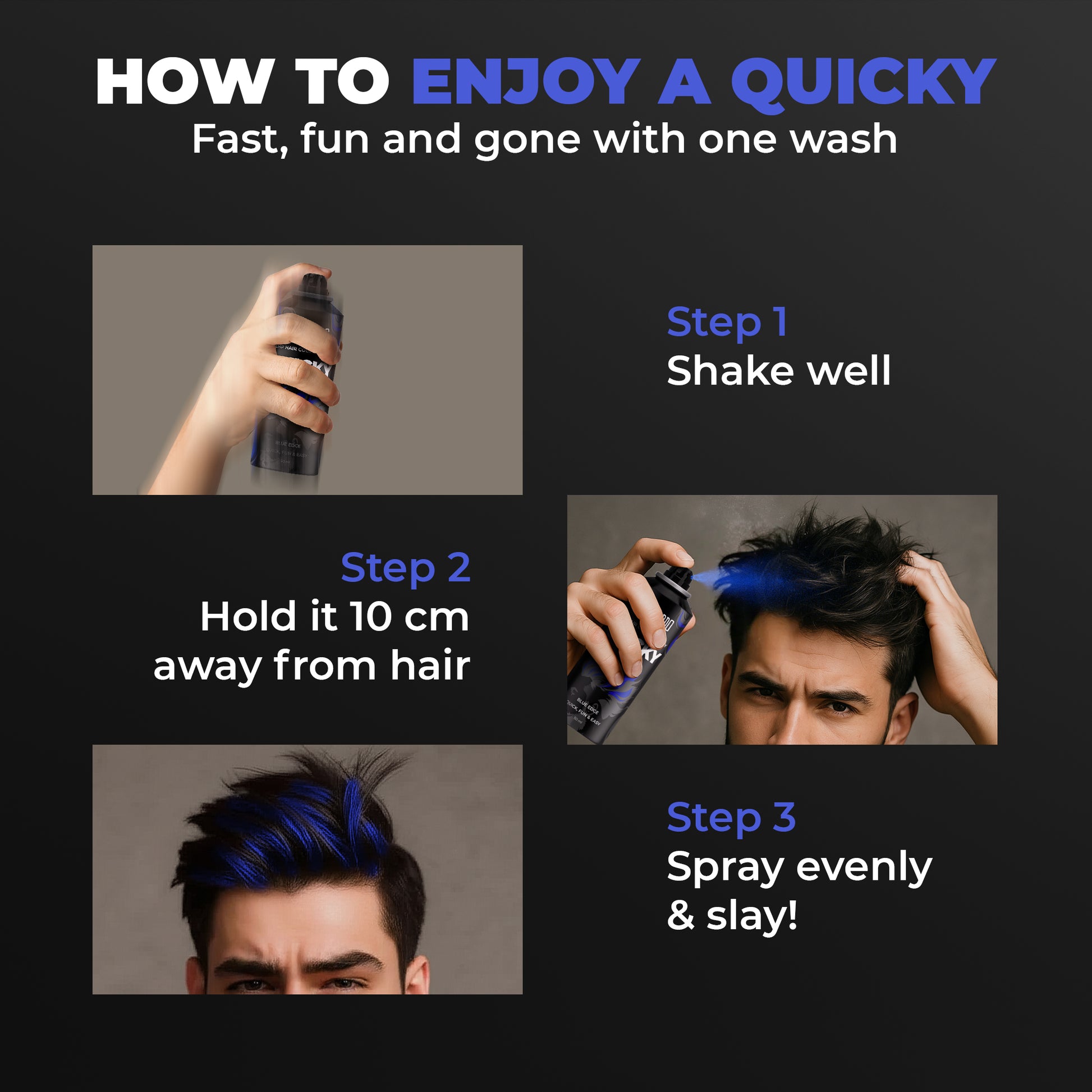 Beardo Quicky Temp Hair Color Spray Blue Edge (50ml)