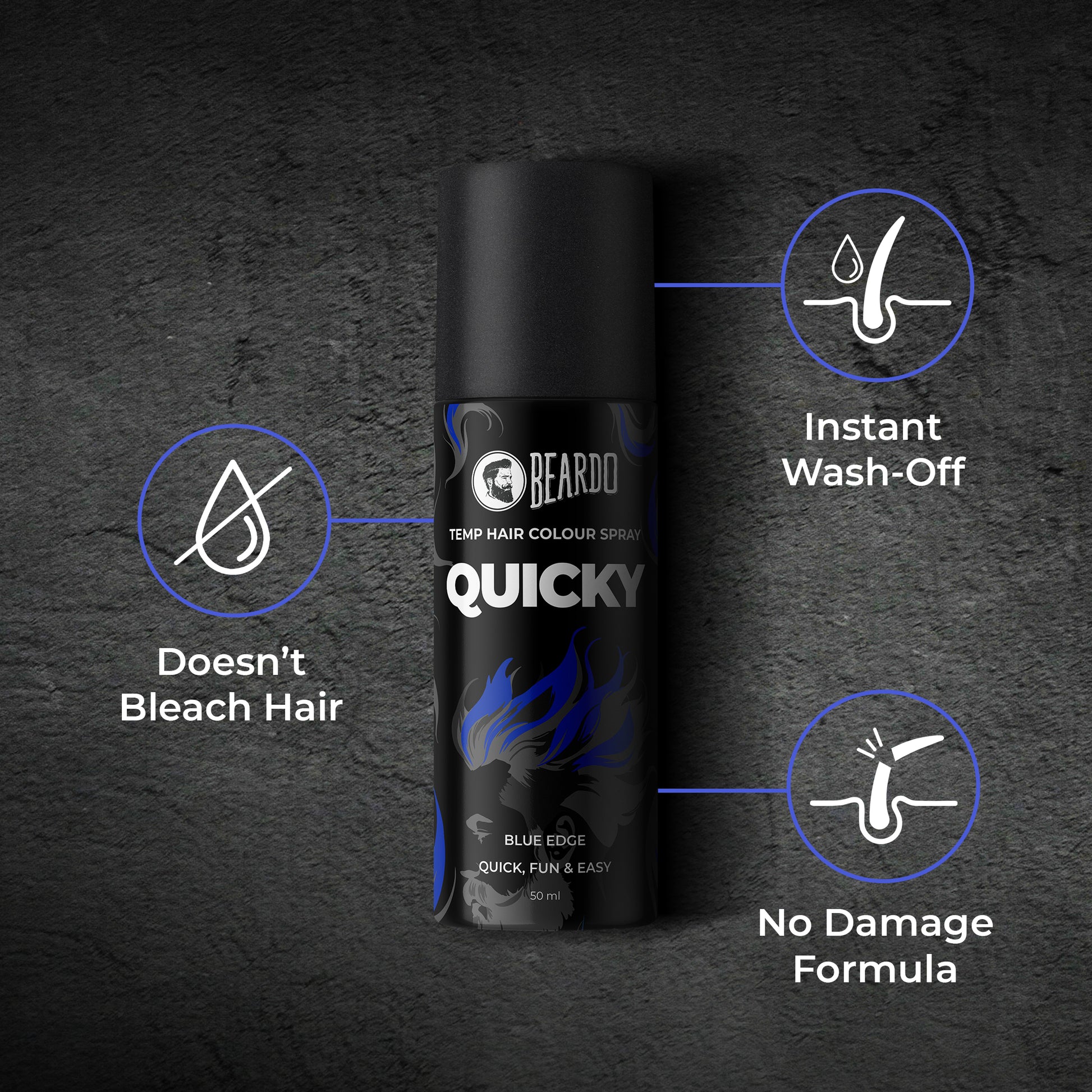 Beardo Quicky Temp Hair Color Spray Blue Edge (50ml)
