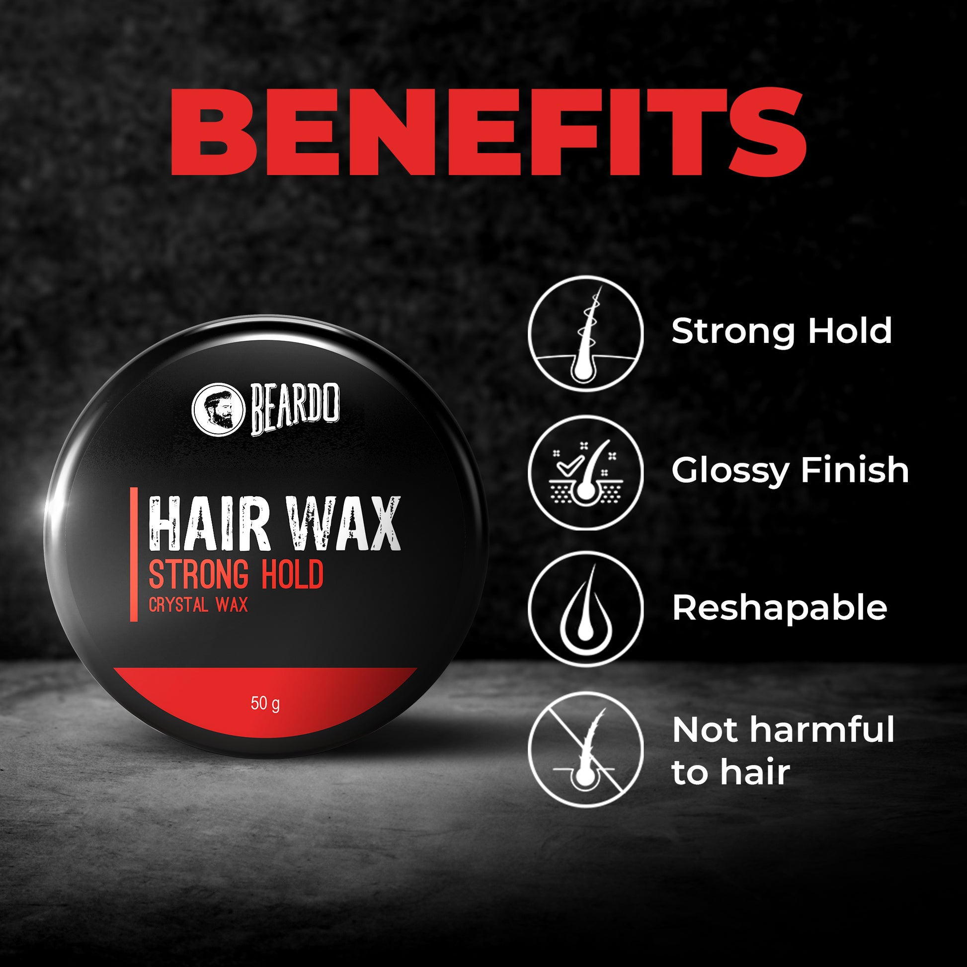Beardo Hair Wax Strong Hold Crystal Gel Wax 50g