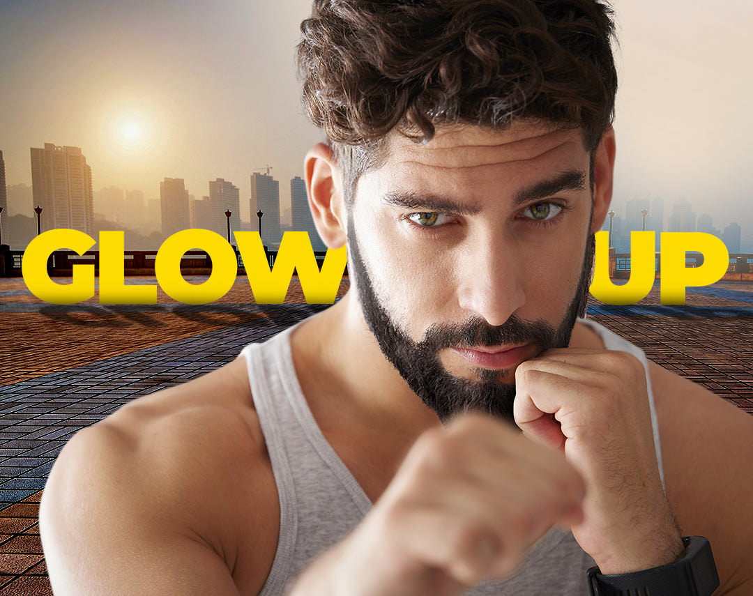Minimalist design with the inspiring phrase 'Glow Up,' symbolizing transformation and self-improvement.