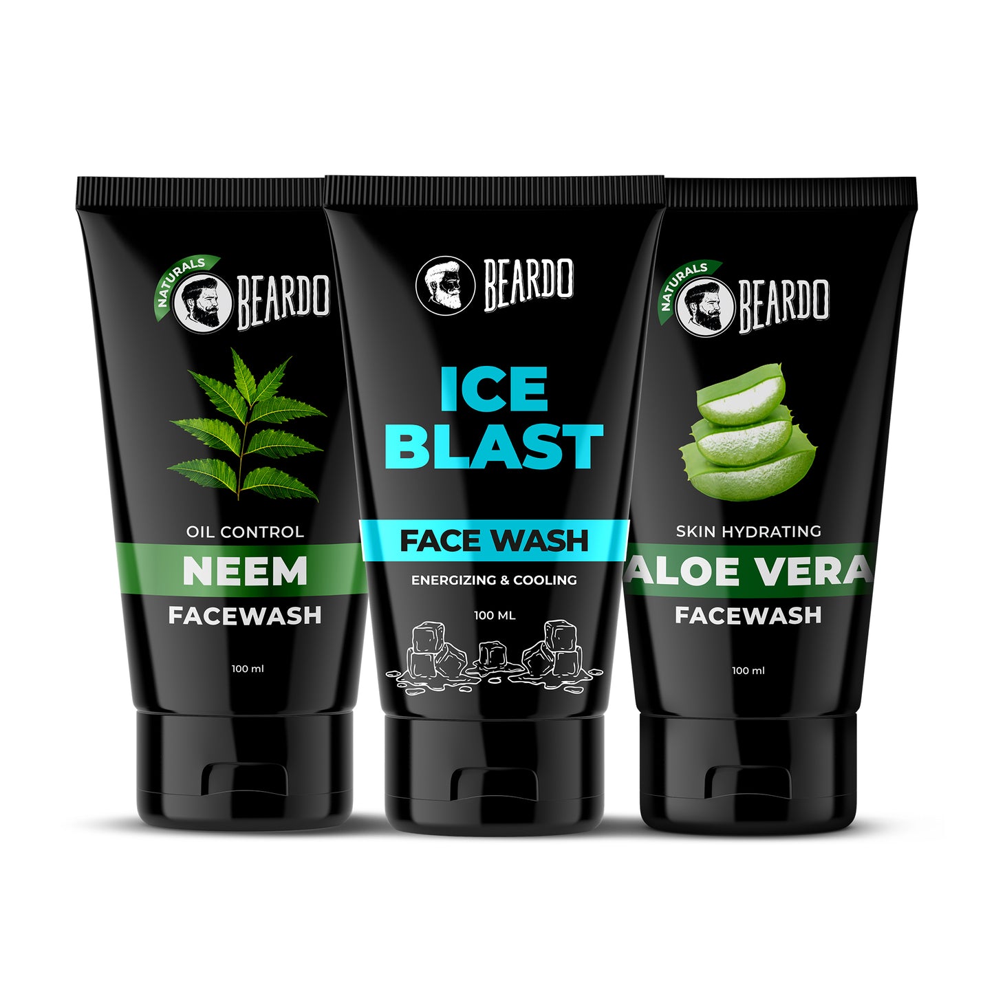 Face wash small pack, Beardo ultimate facewash trio, Aloe vera facewash, beardo facewash, beardo ice blast facewash, beardo neem facewash