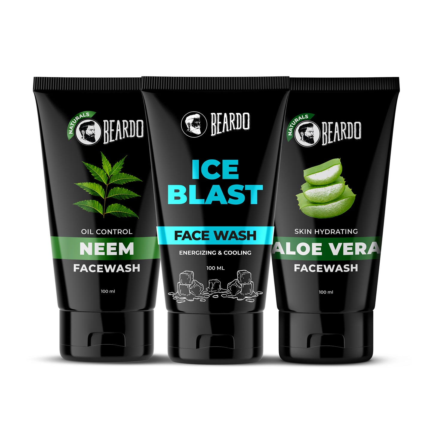 Face wash small pack,  Beardo ultimate facewash trio, Aloe vera facewash, beardo facewash, beardo ice blast facewash, beardo neem facewash