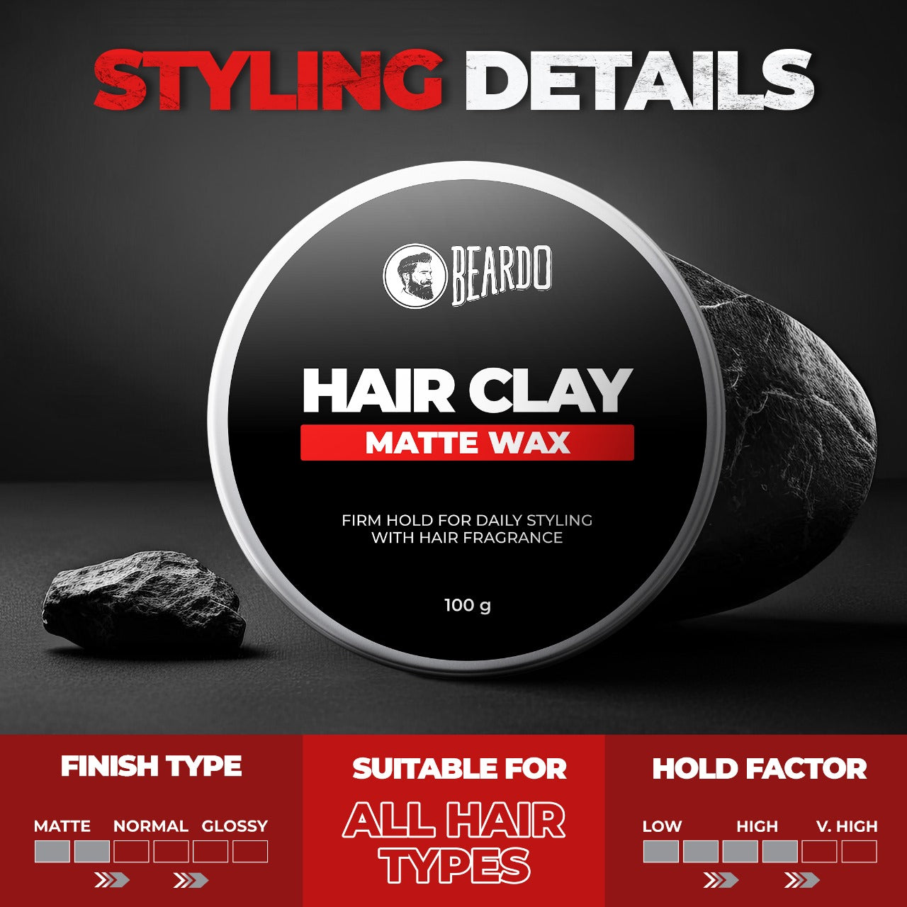 Beardo HAIR CLAY Wax - Strong Hold
