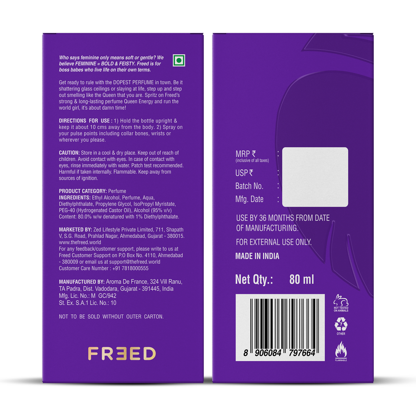 Freed Queen Energy Eau De Parfum Intense (80ml)