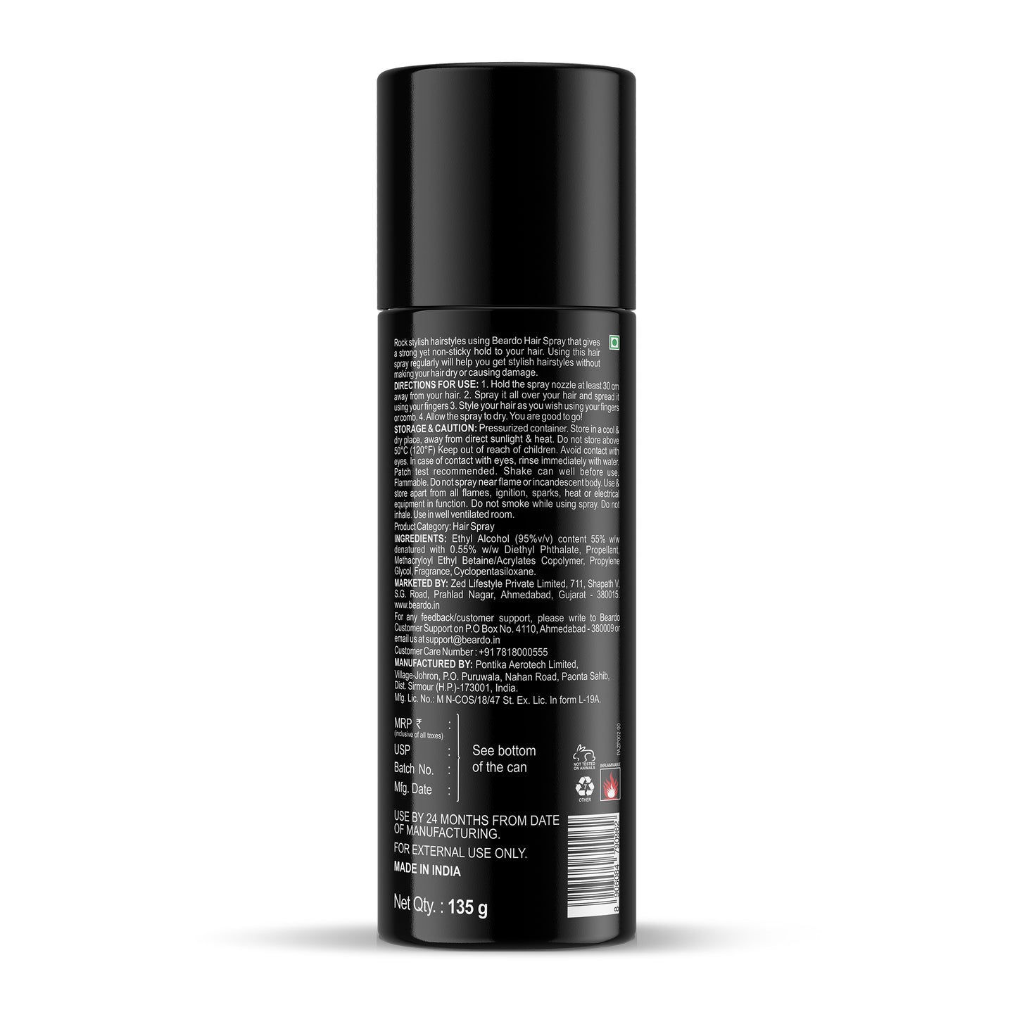 Beardo Strong Hold Hair Spray For Men