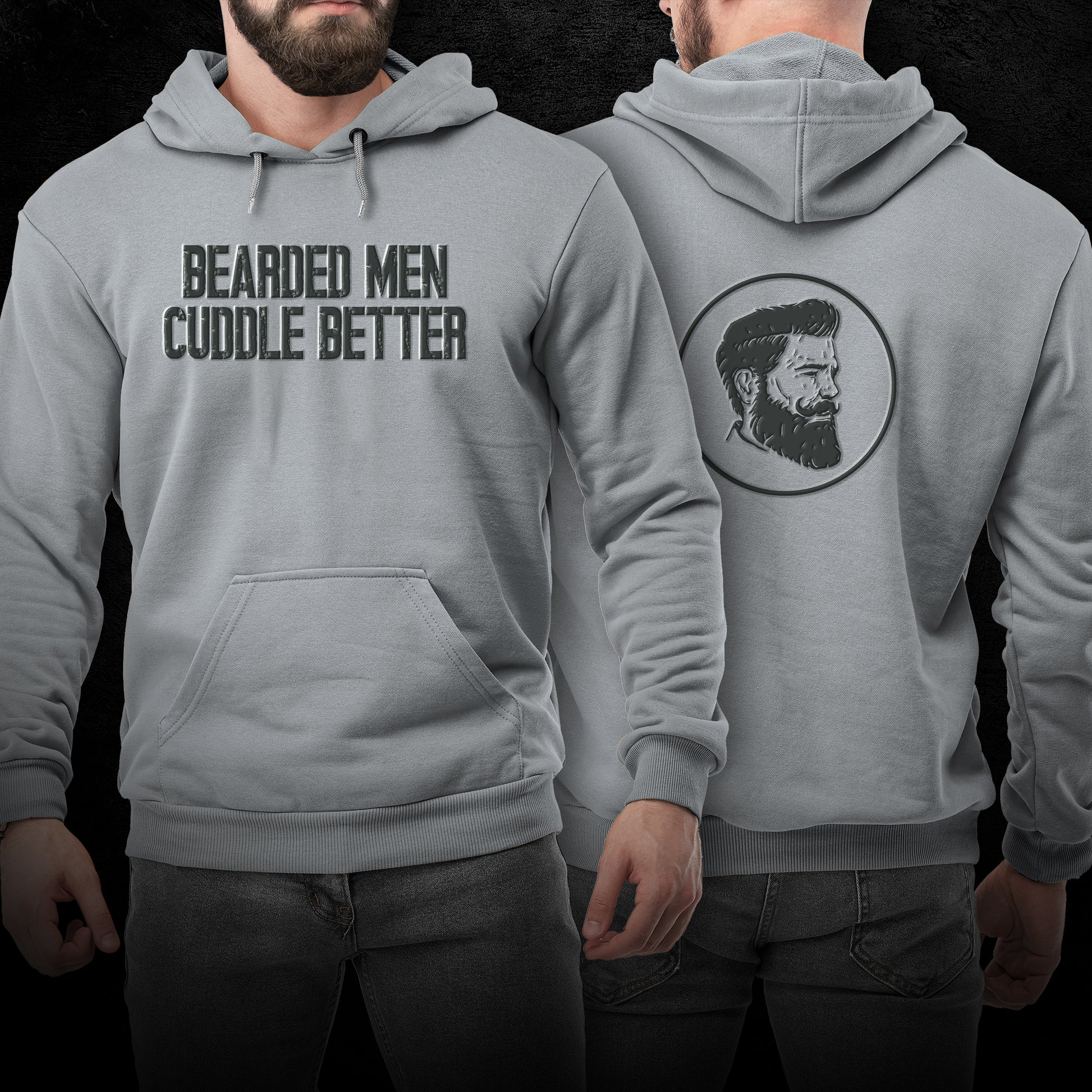 Beardo Bearded Men Cuddle Better Hoodie (Grey)