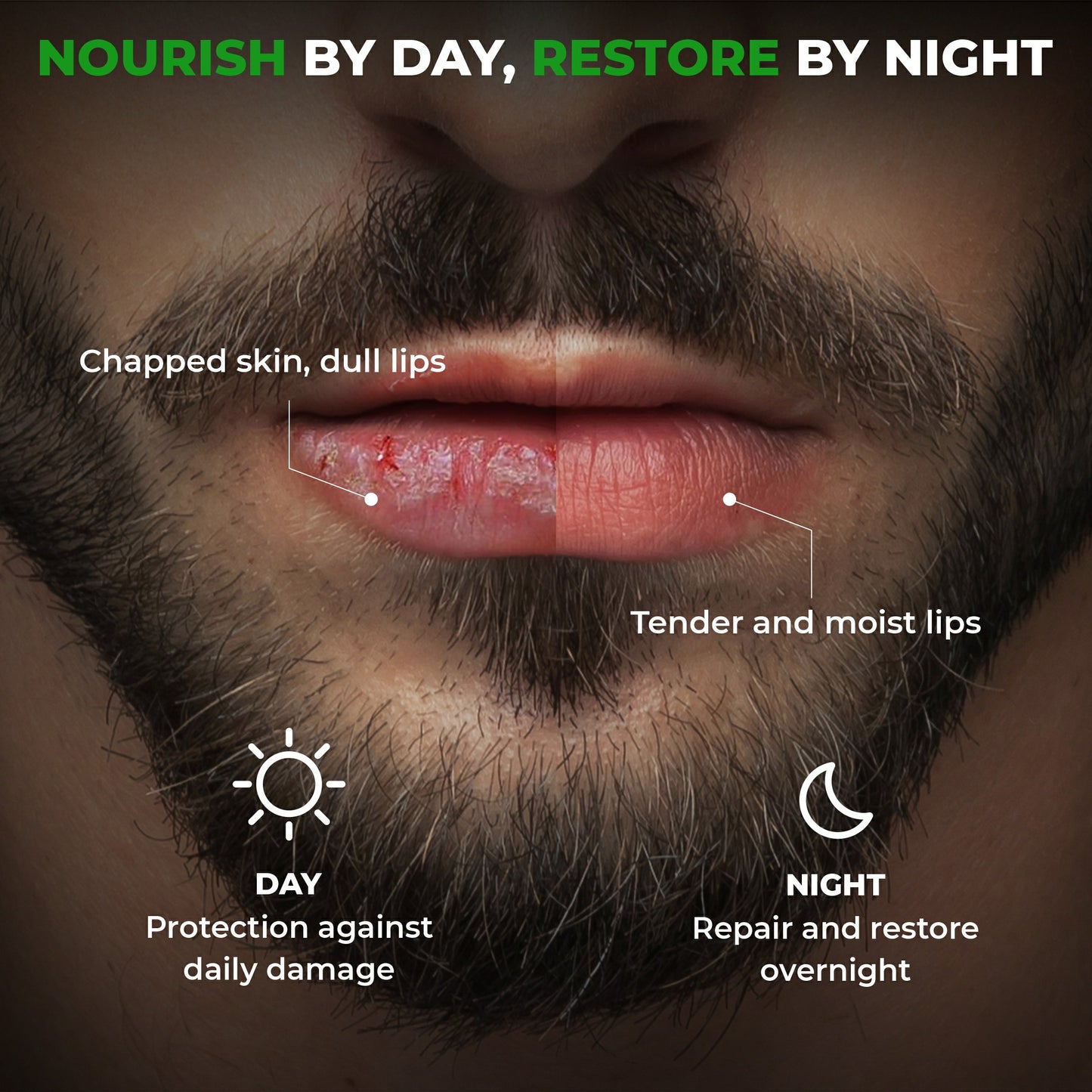 cracked and dry lips, hydrated lips