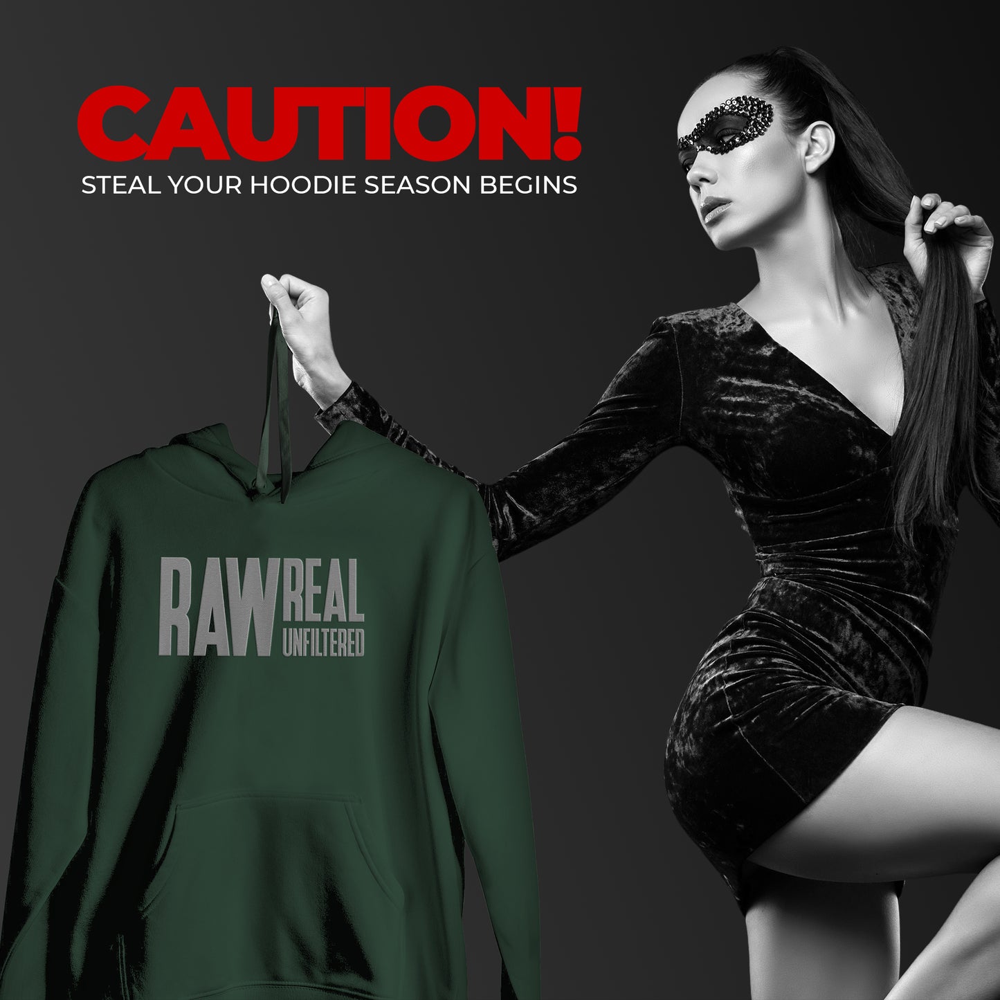 Beardo Raw Real Unfiltered Hoodie Green