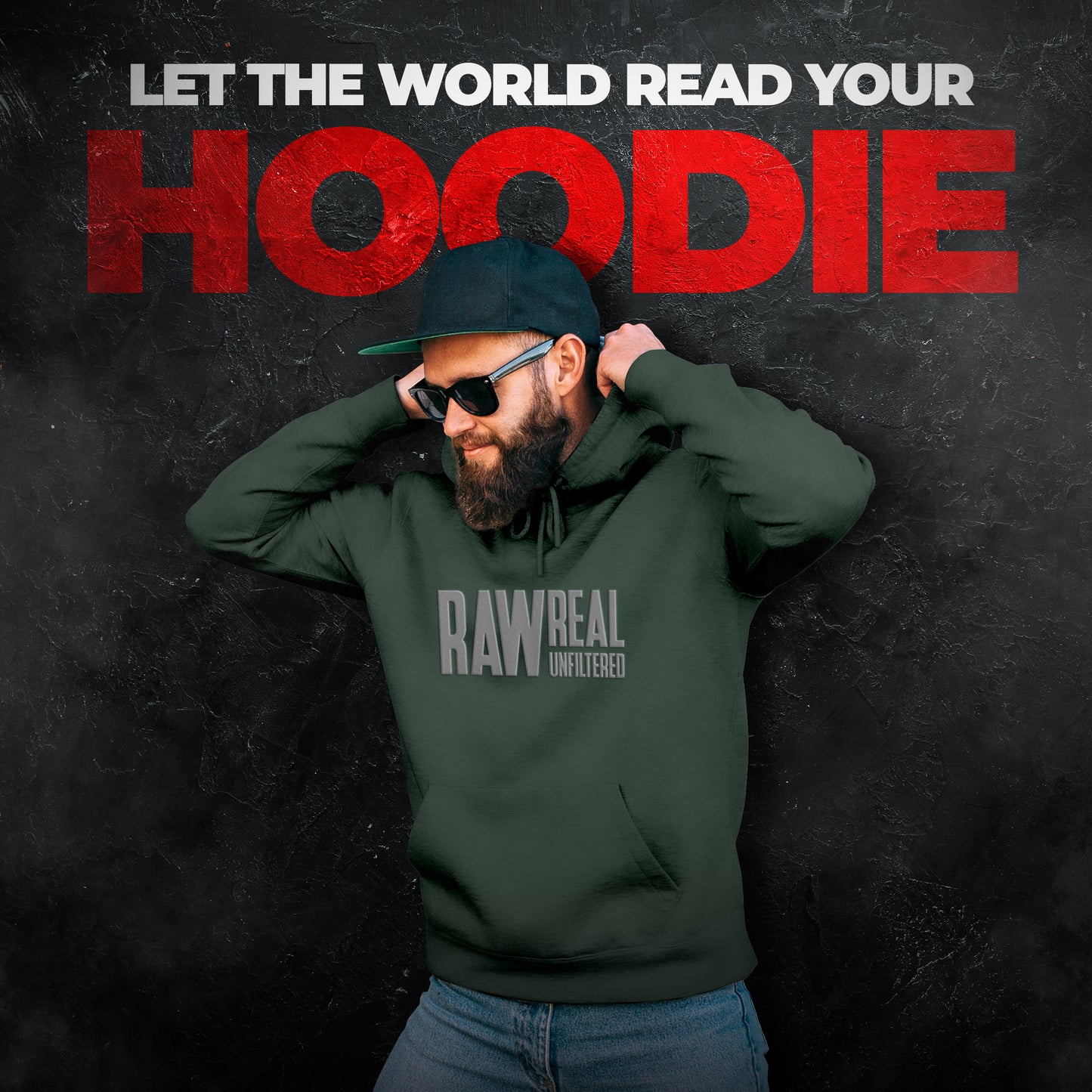 Beardo Raw Real Unfiltered Hoodie Green