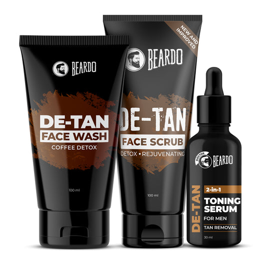 beardo de tan kit, Skin care kit for men, mens skincare set, men's face care kit, mens face wash kit