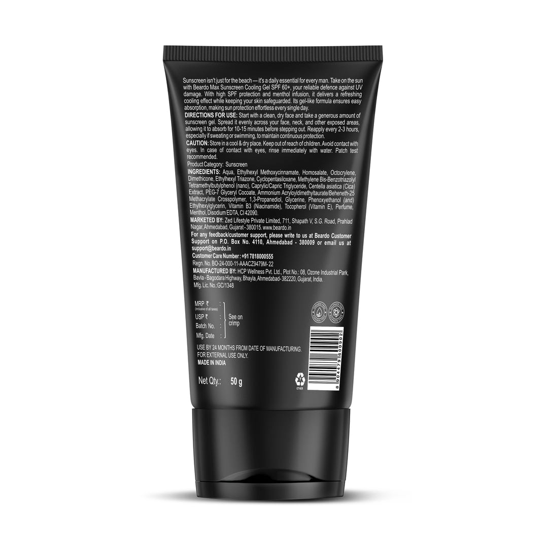 Beardo Max Sunscreen Cooling Gel SPF 60+ PA++++ (50g) – grooming results and lifestyle