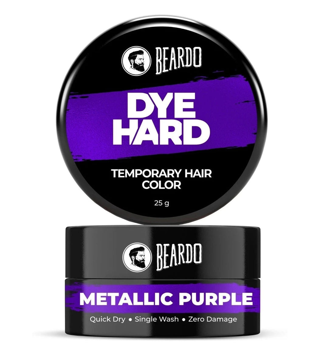 Beardo Dye Hard Temporary Hair Color Metallic Purple (25g) – grooming results and lifestyle