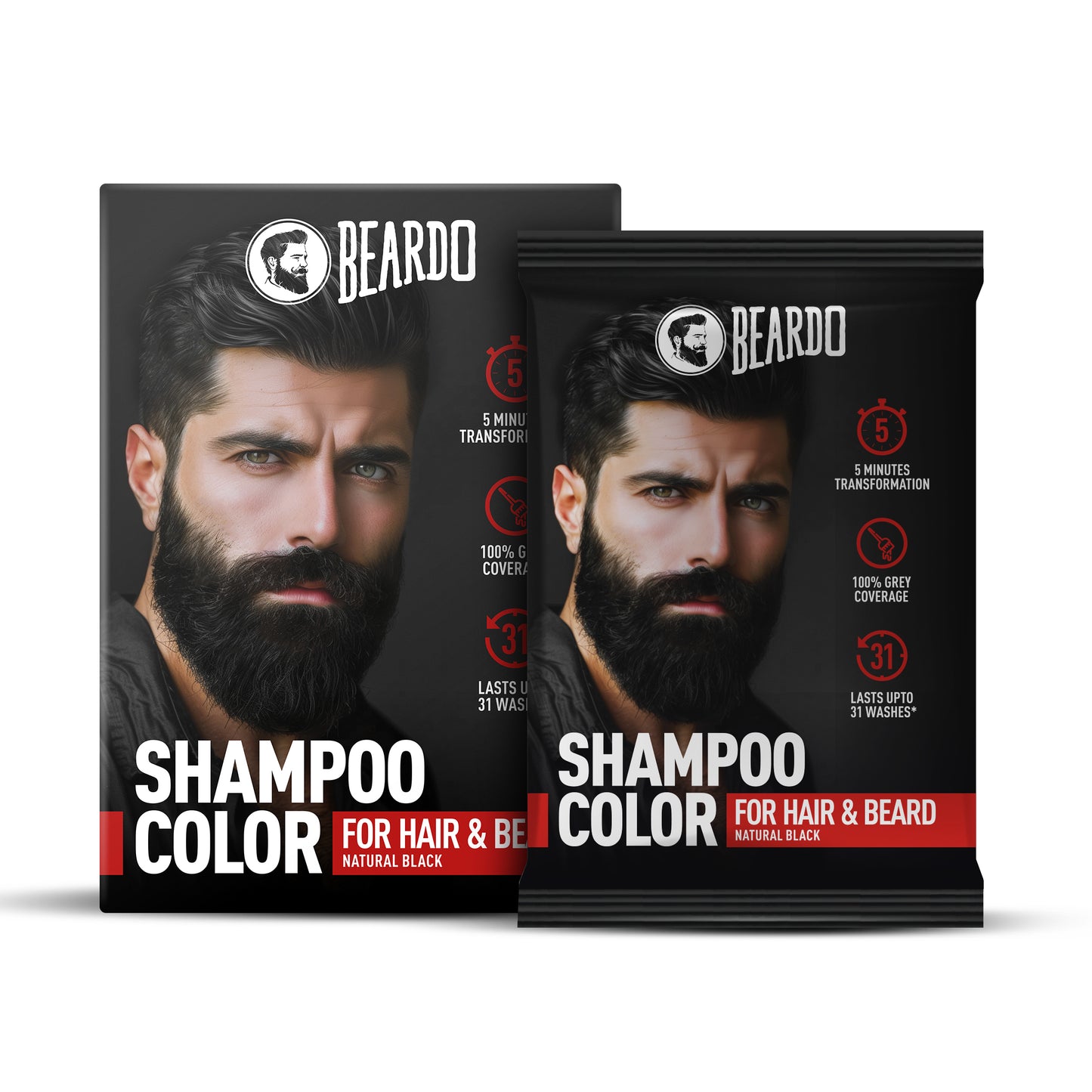 Beardo Shampoo Color for Hair and Beard (Natural Black)