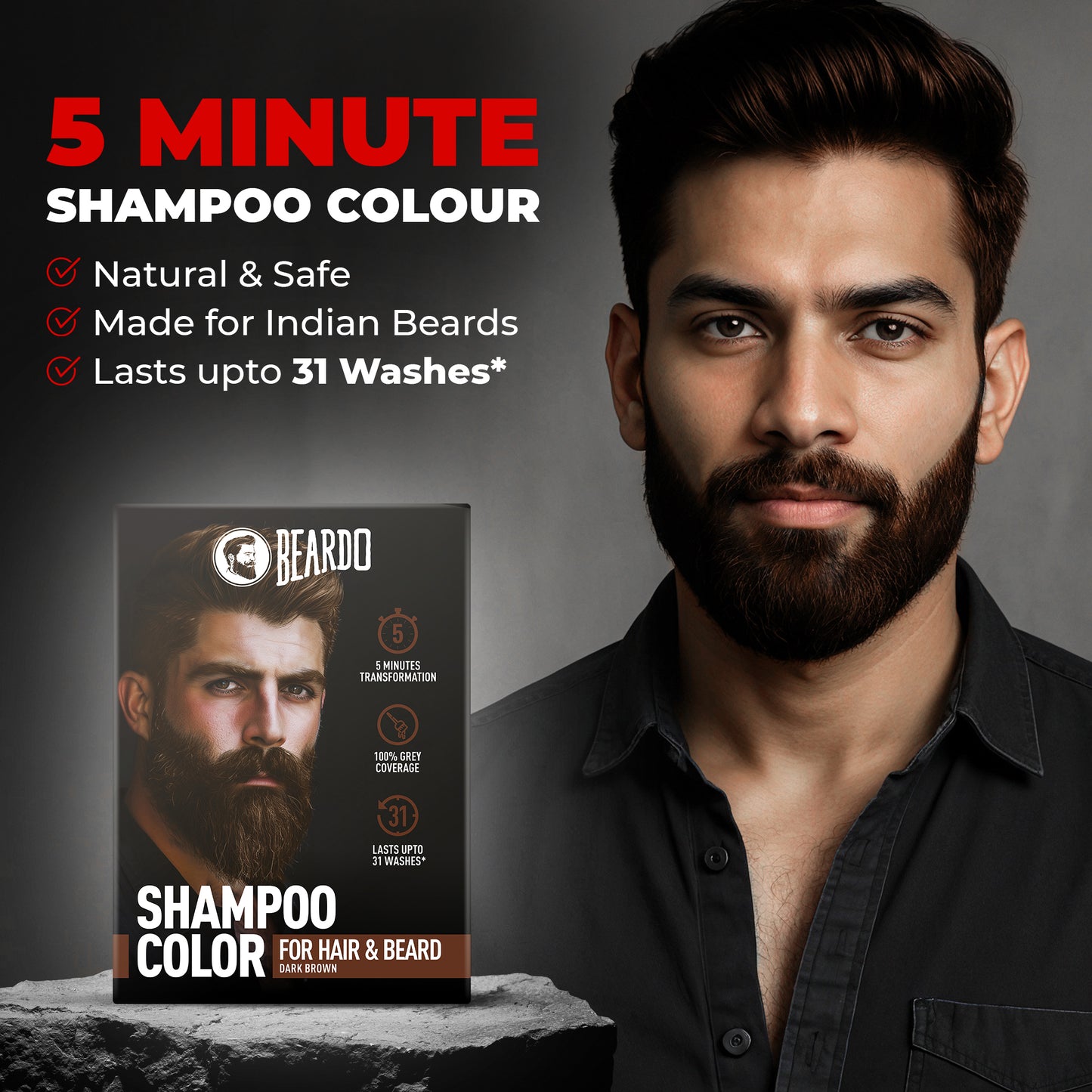 Shampoo Color for Hair and Beard (Dark Brown)