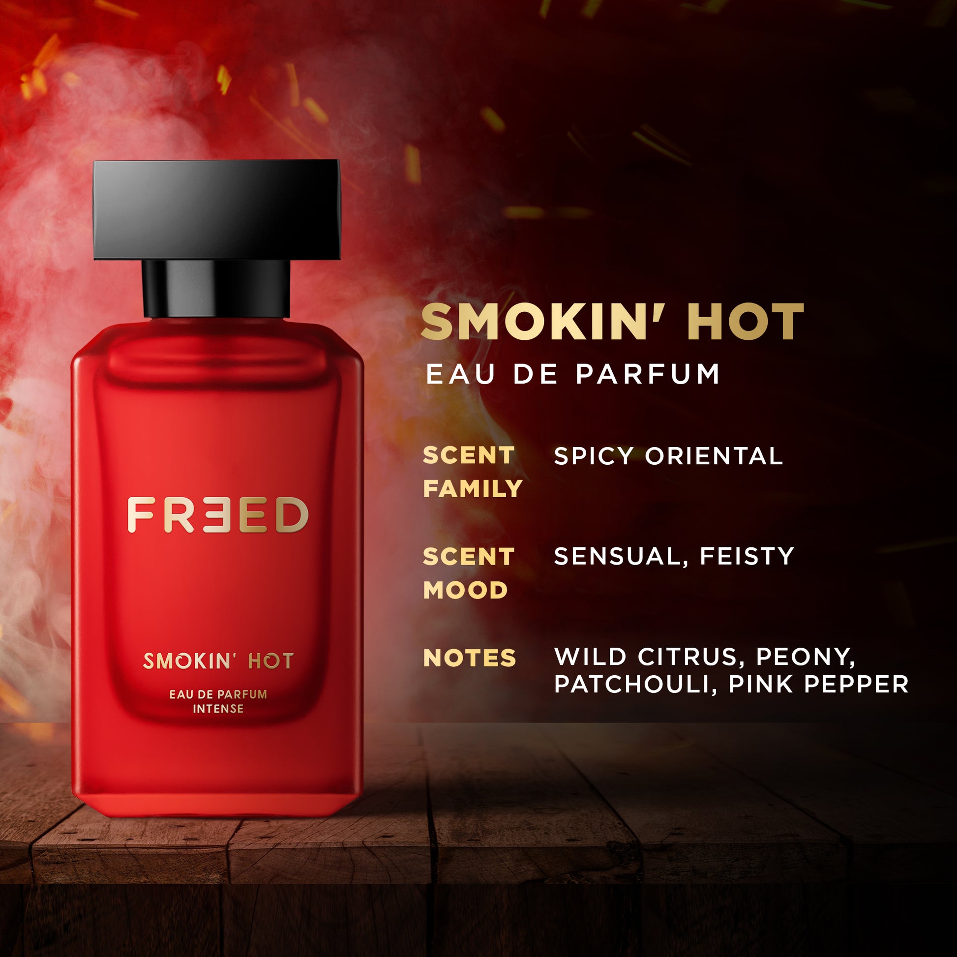 Freed Smokin' Hot EDP Intense Spicy, Citrus Peony Fragrance
