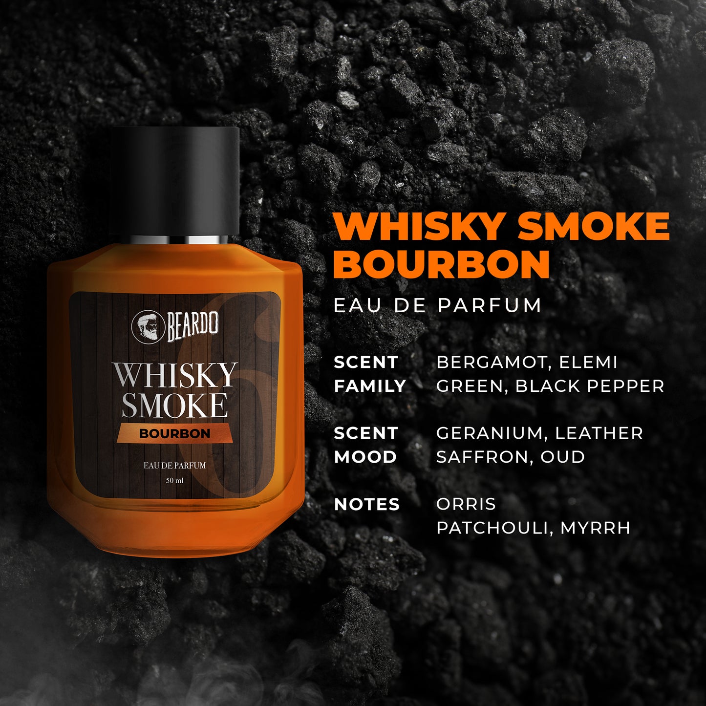 Beardo whisky smoke perfume, beardo perfume, beardo edp for men, leather scent, patchouli notes