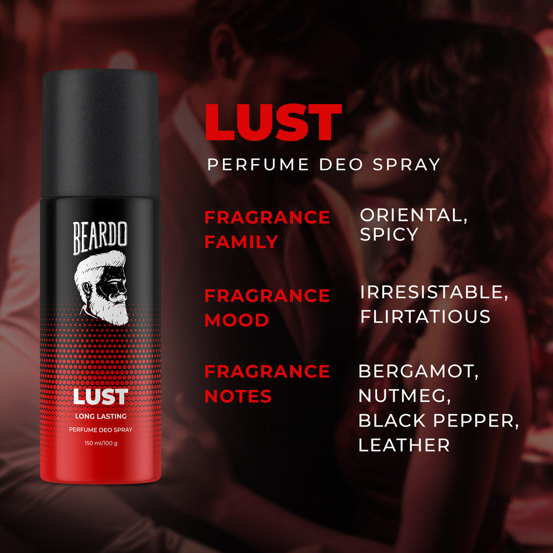 Beardo Lust Perfume Deo Spray (150ml) – formula and texture close-up