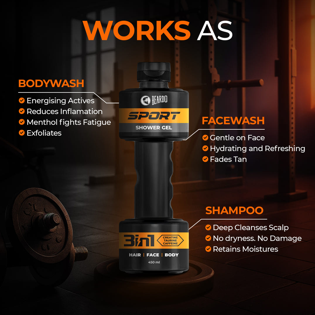 Beardo Sport 3-in-1 Body Wash Shower Gel (450ml) – formula and texture close-up