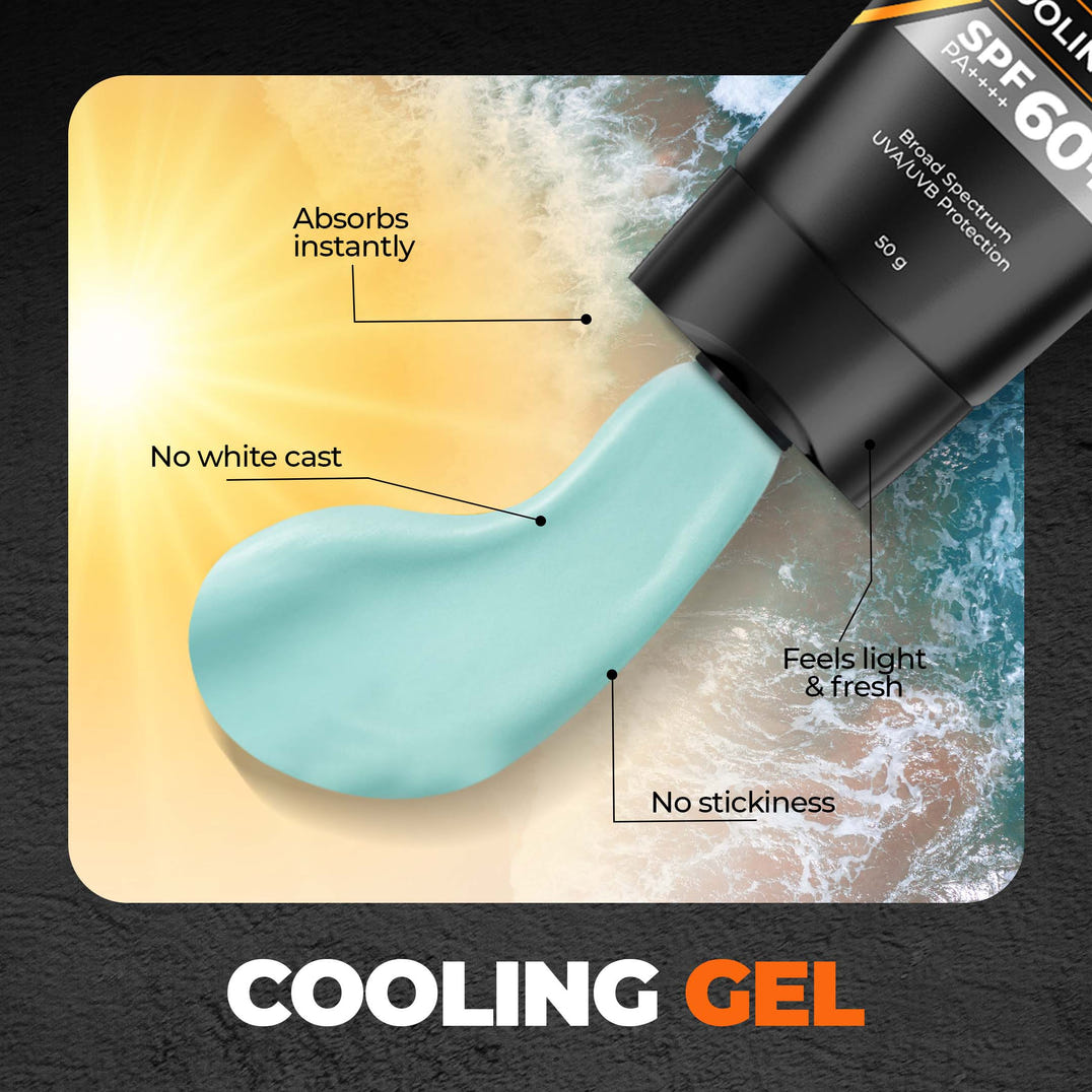 Beardo Max Sunscreen Cooling Gel SPF 60+ PA++++ (50g) – formula and texture close-up