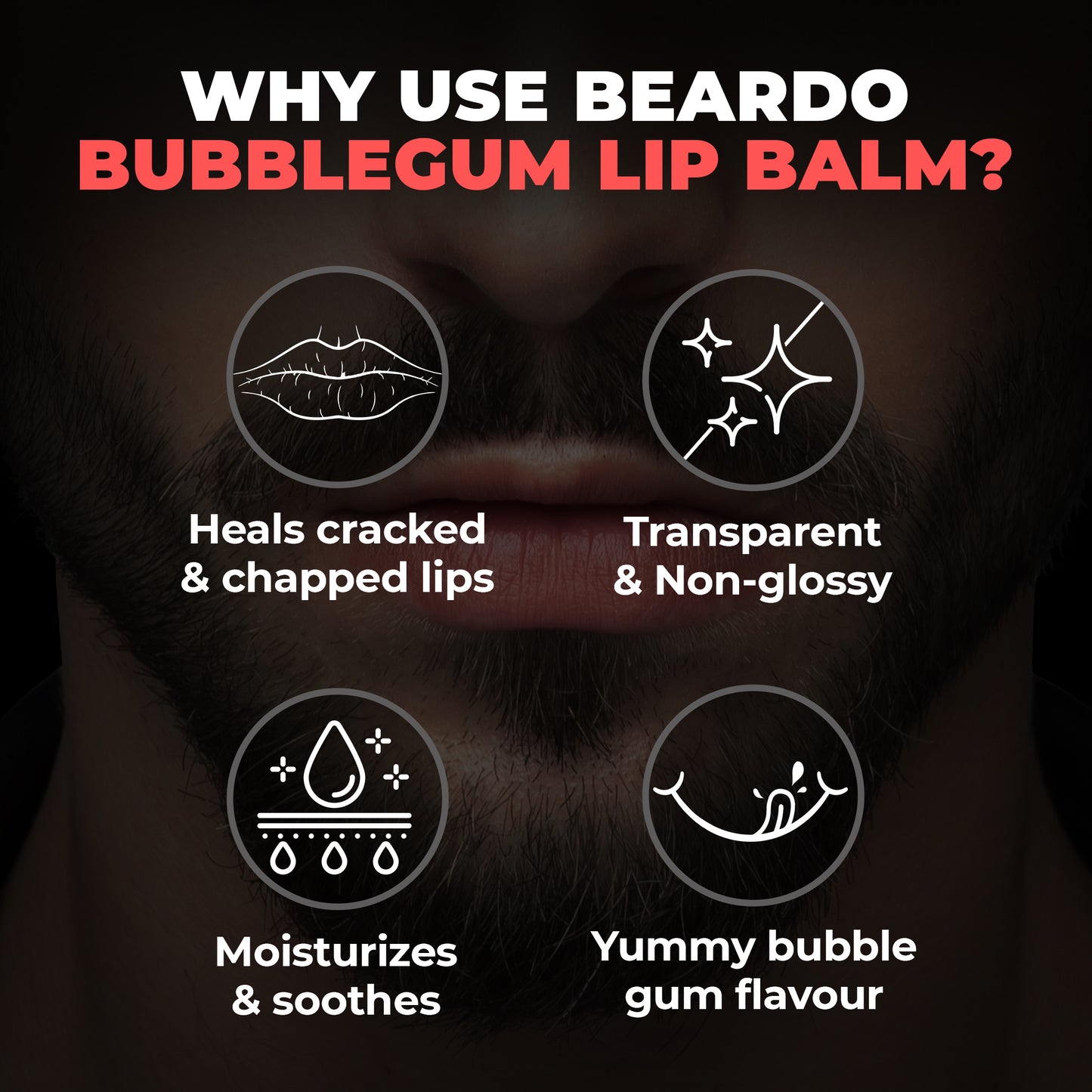 bubblegum lip balm, heal cracked lips, chapped lips, dry lips men, transparent lip balm, non glossy lip balm