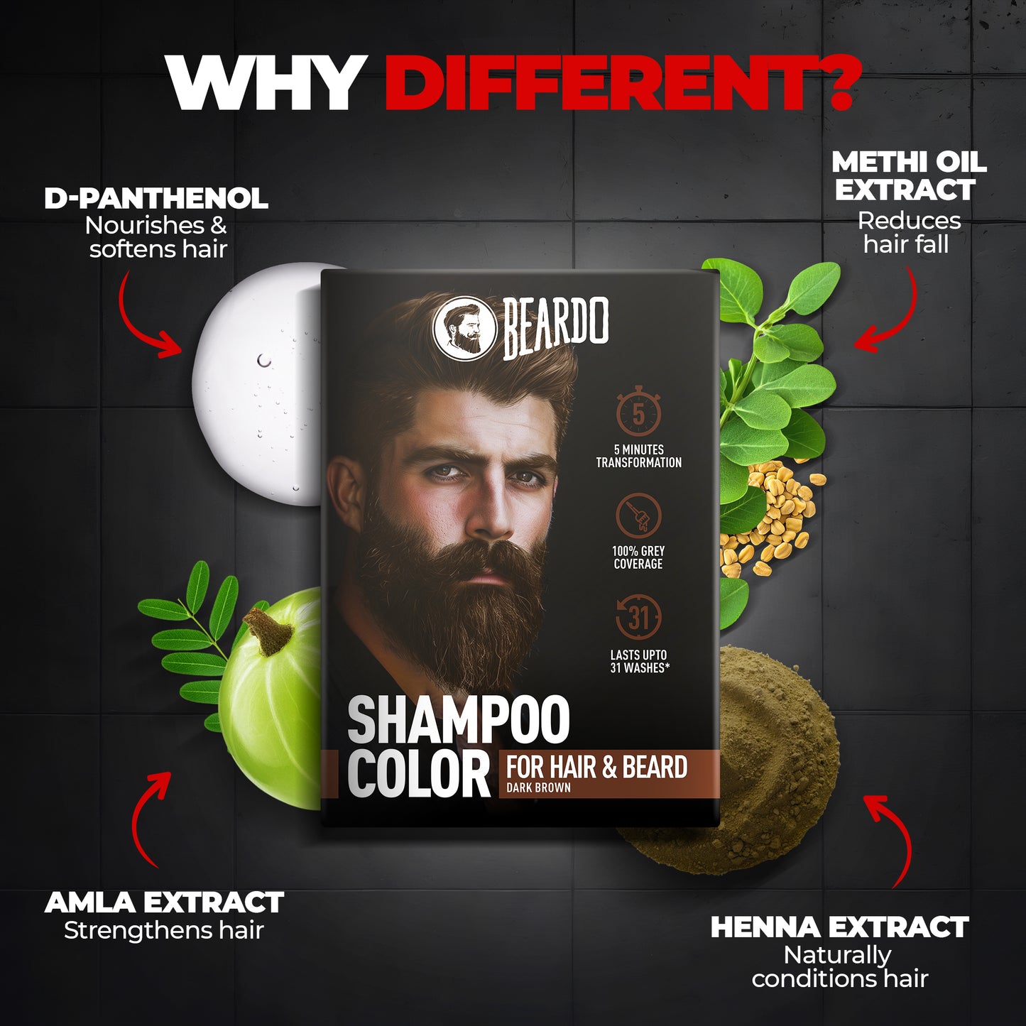 Shampoo Color for Hair and Beard (Dark Brown)