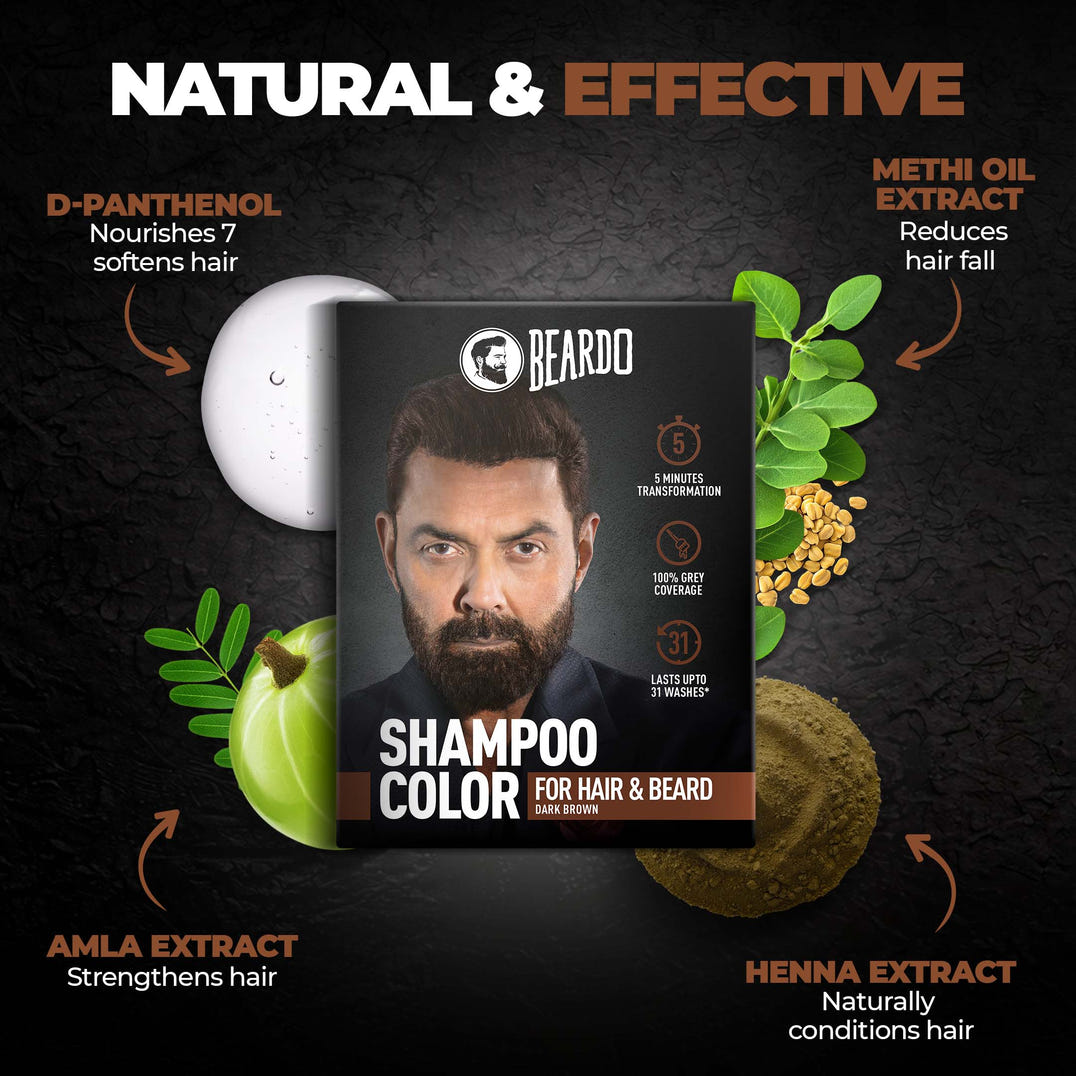 Beardo Shampoo Color for Hair and Beard (Dark Brown) – how to use