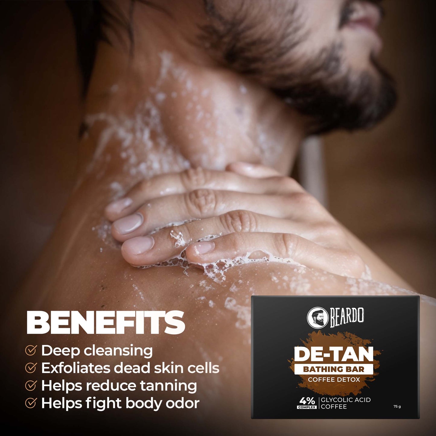 Beardo De-Tan Coffee DeTox Bathing Bar (Pack of 3x75g)