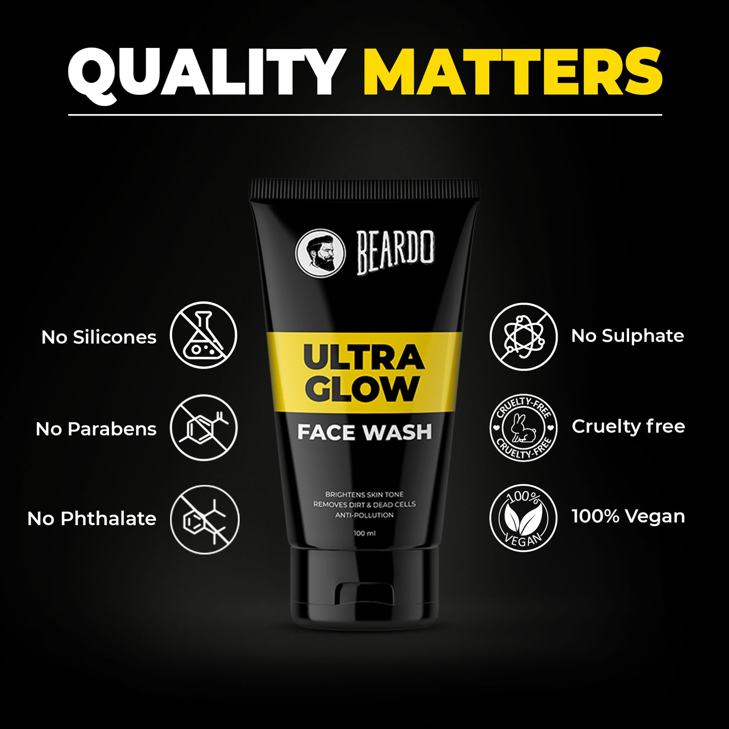 quality matters, 100% vegan, cruelty free, silicone free