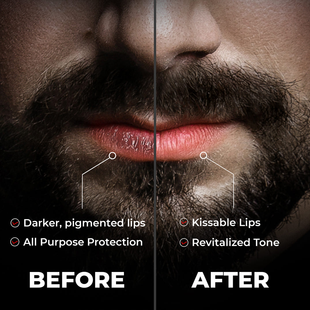 dark lips men, pigmented lips men,  lip lightener for smokers, lip care for men