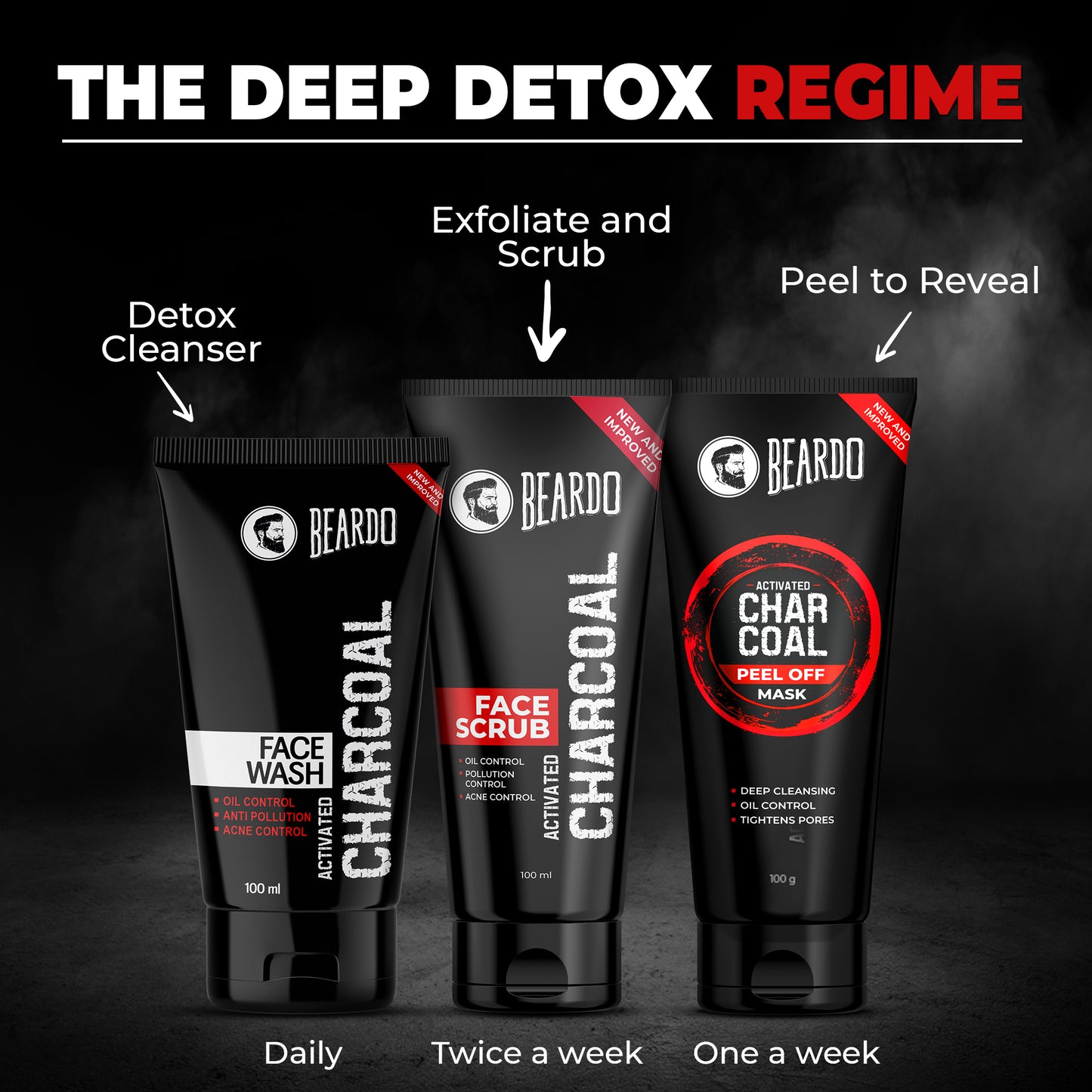 deep detox, exfoliate and scrub, detox cleanser, peel to reveal