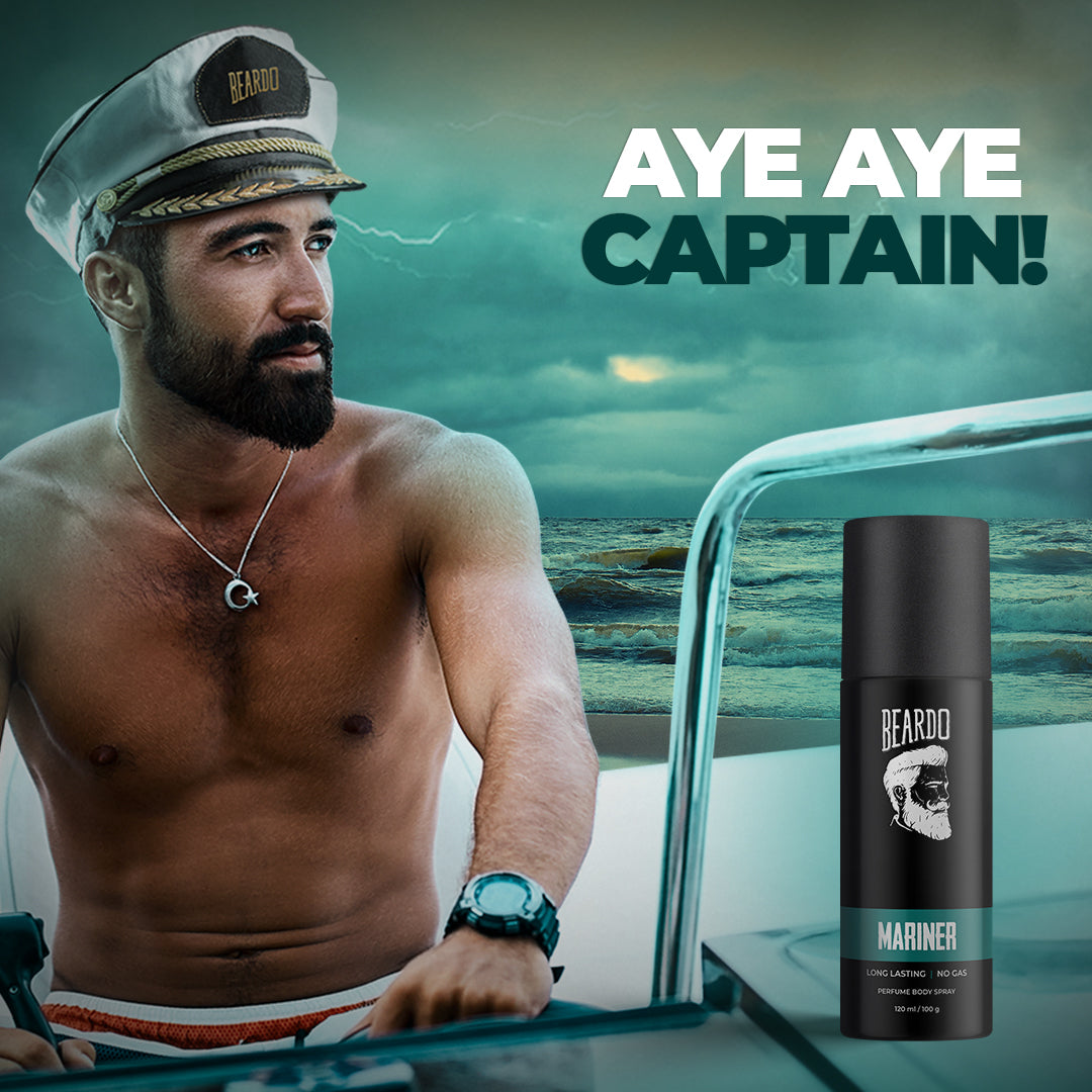  beardo mariner captain jack perfume body spray, beardo serum spray