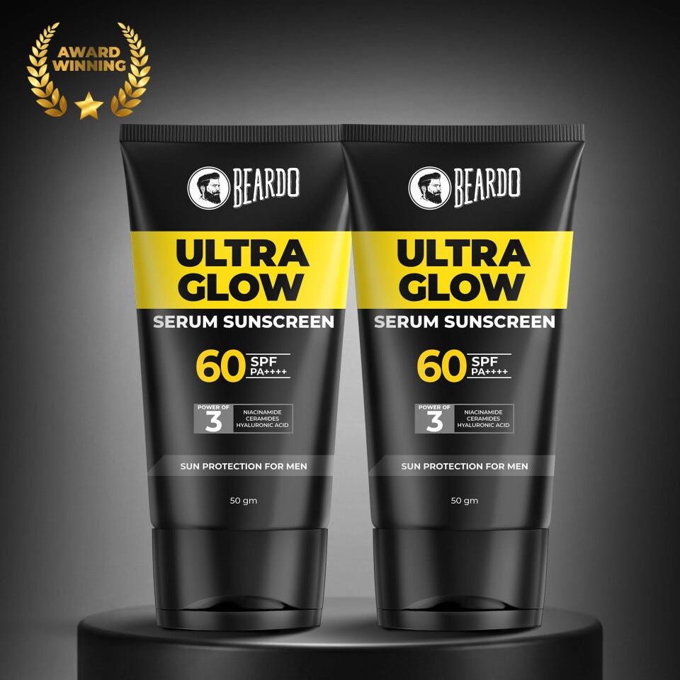 Beardo Ultra Glow Serum Sunscreen SPF 60 PA++++ (Pack of 2) – skin serum for men