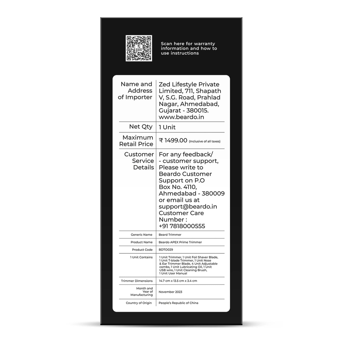 Beardo Ape-X Prime 3-in-1 Trimmer For Men