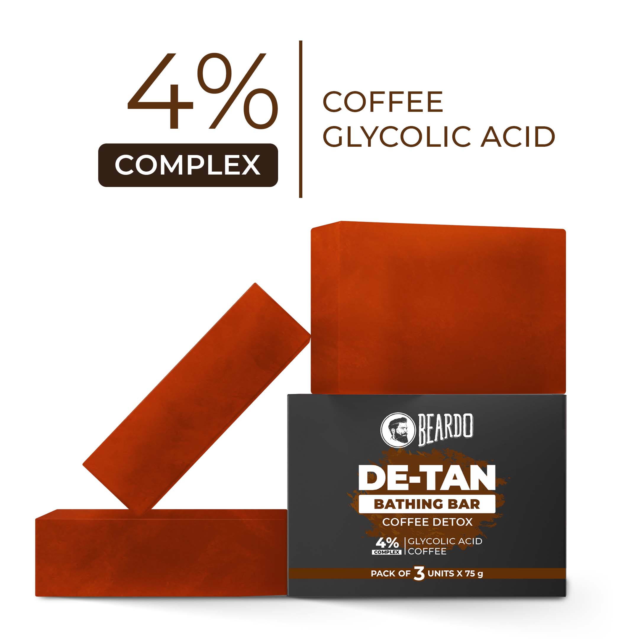 Beardo De-Tan Coffee DeTox Bathing Bar (Pack of 3x75g)