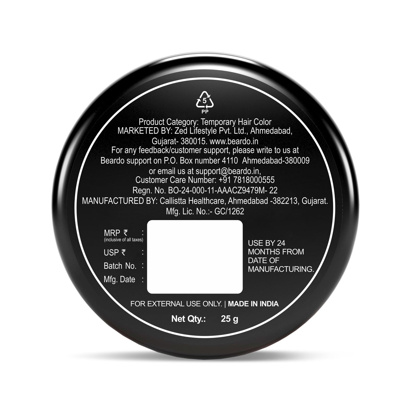Beardo Dye Hard Temporary Hair Color Metallic Pink (25g)