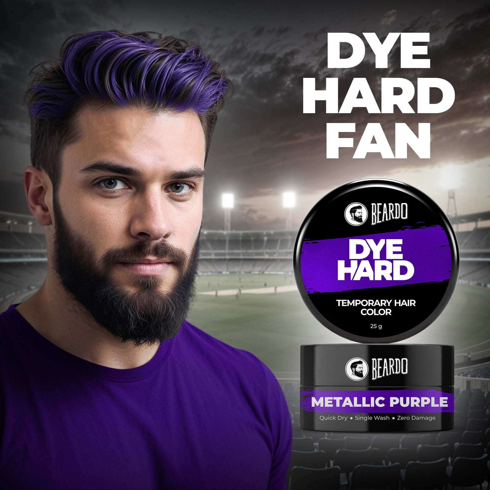 Beardo Dye Hard Temporary Hair Color Metallic Purple (25g)