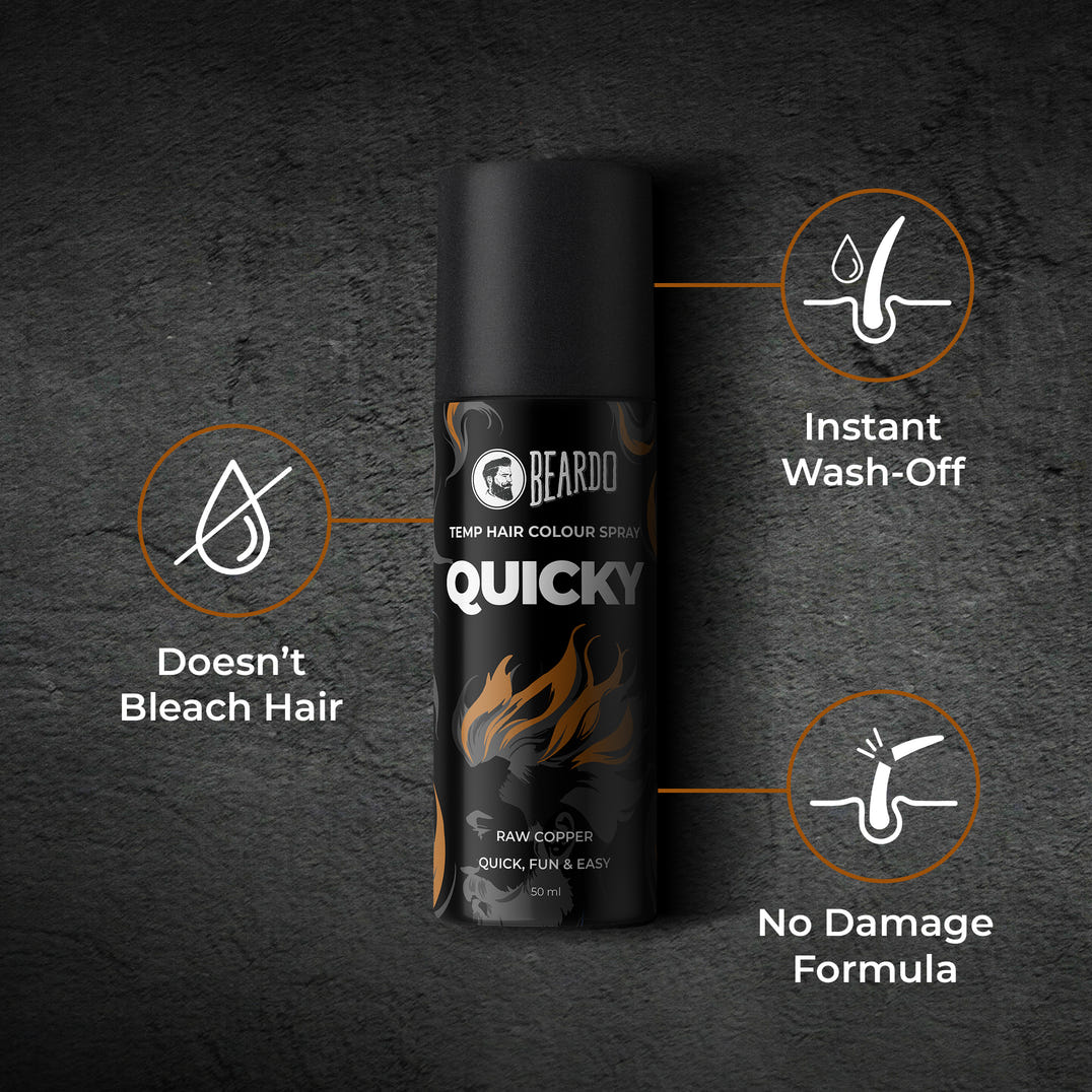 Beardo Quicky Temp Hair Color Spray Raw Copper (50ml) – grooming results and lifestyle