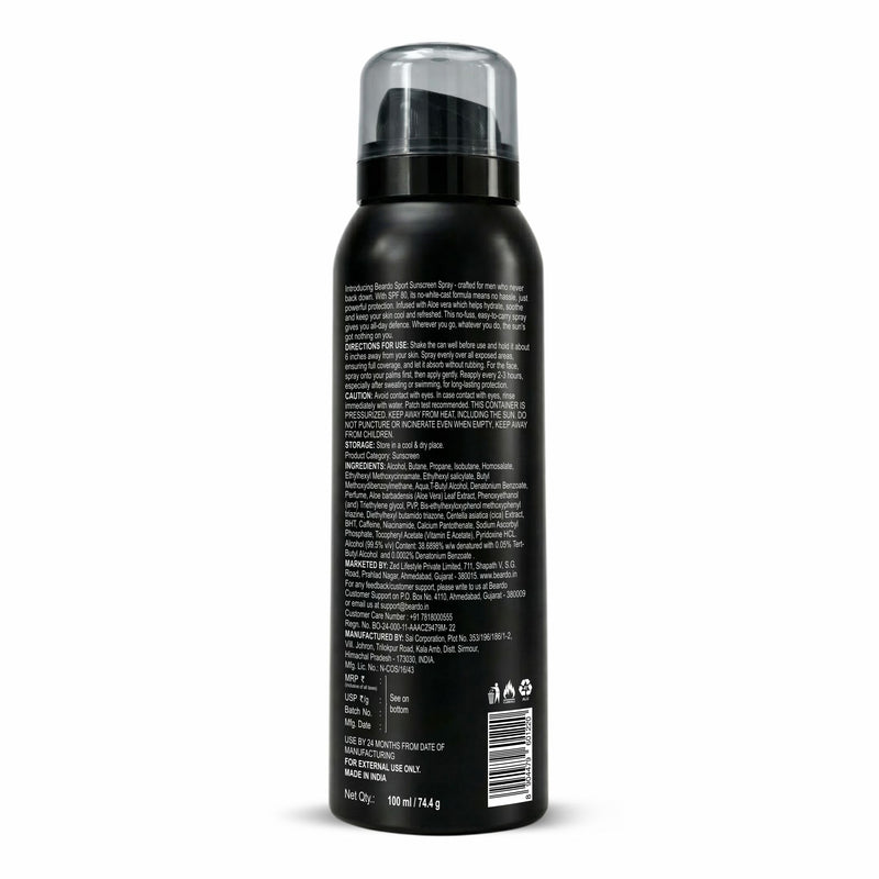 Beardo Sport Sunscreen Spray SPF 80 (100ml)