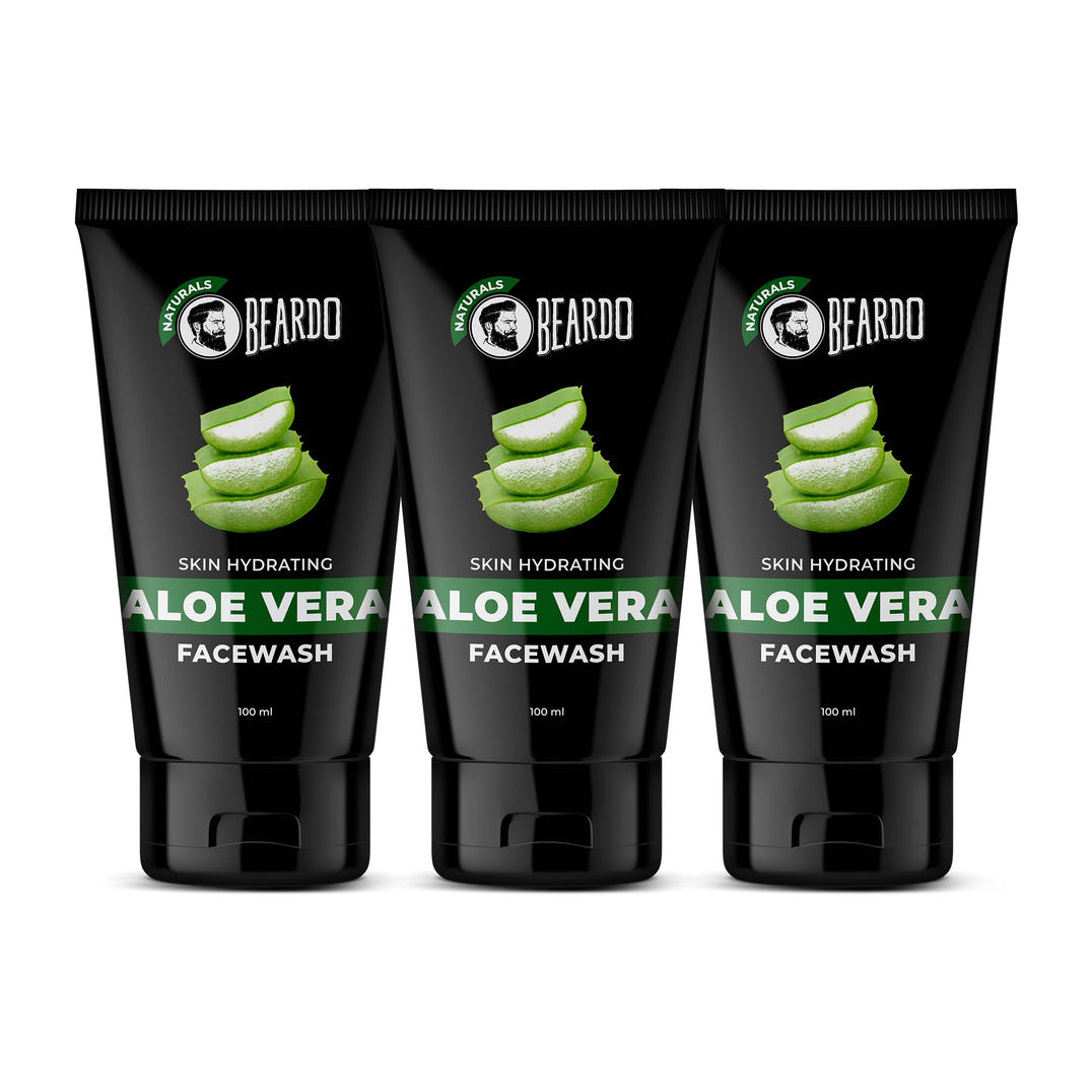 Beardo ALOE VERA Natural Facewash (For Dry Skin) (Pack of 3) – face wash for men