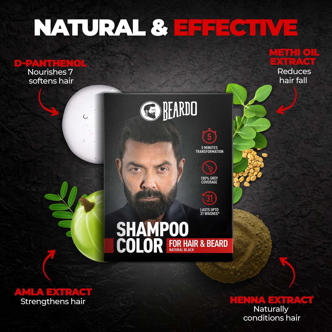 Beardo Shampoo Color for Hair and Beard (Natural Black) – how to use